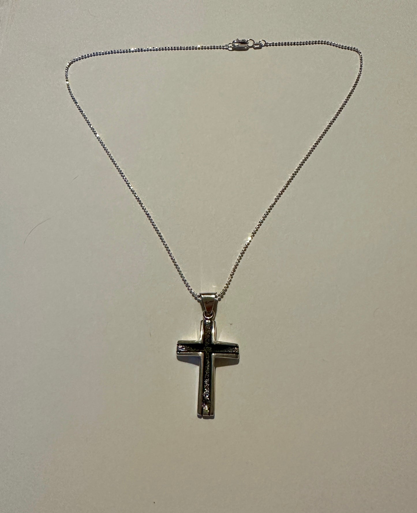 Channel Cut Cross Pendant Necklace