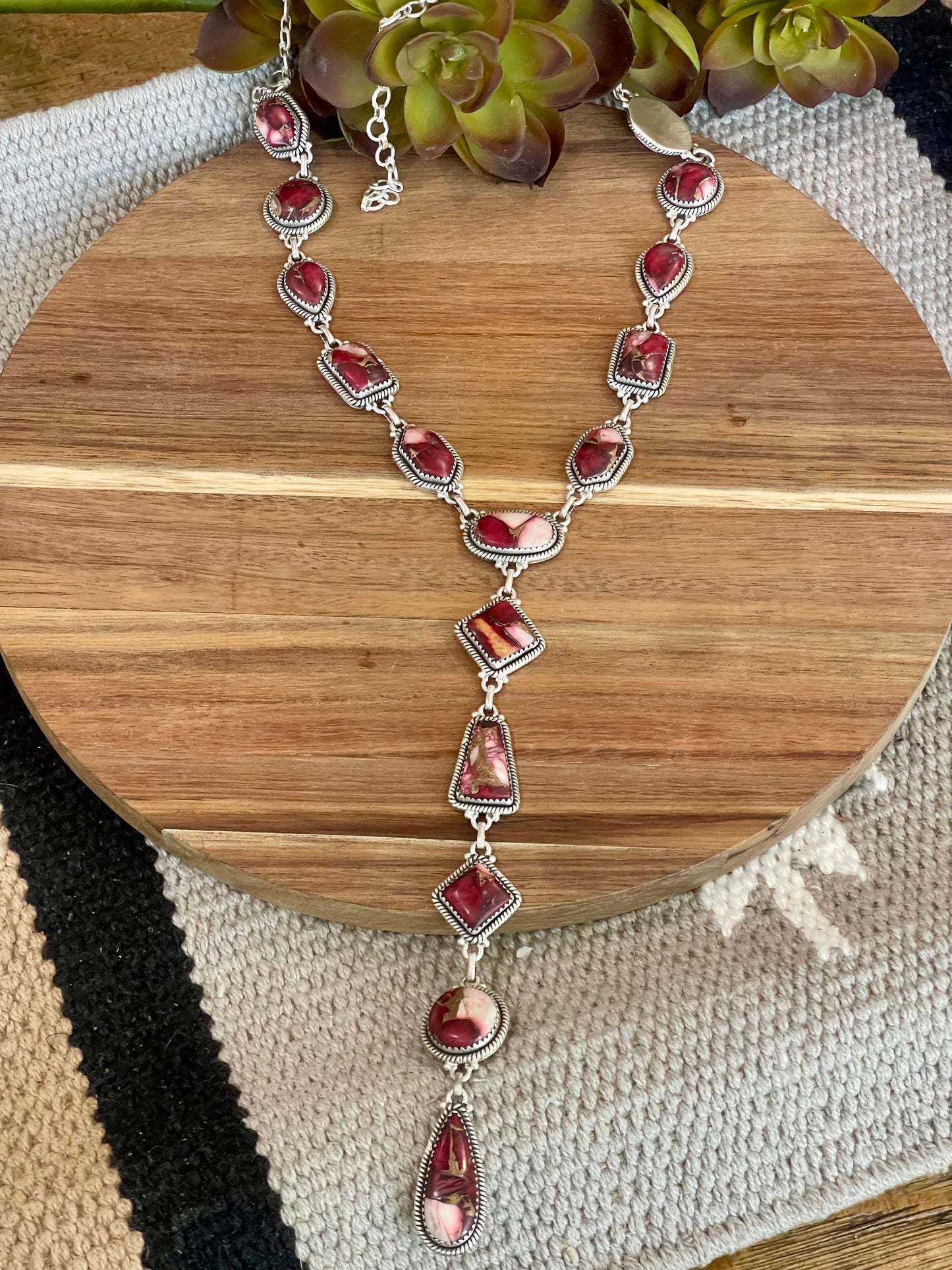 Beautiful Handmade Sterling Silver Dahlia Rose Lariat Necklace