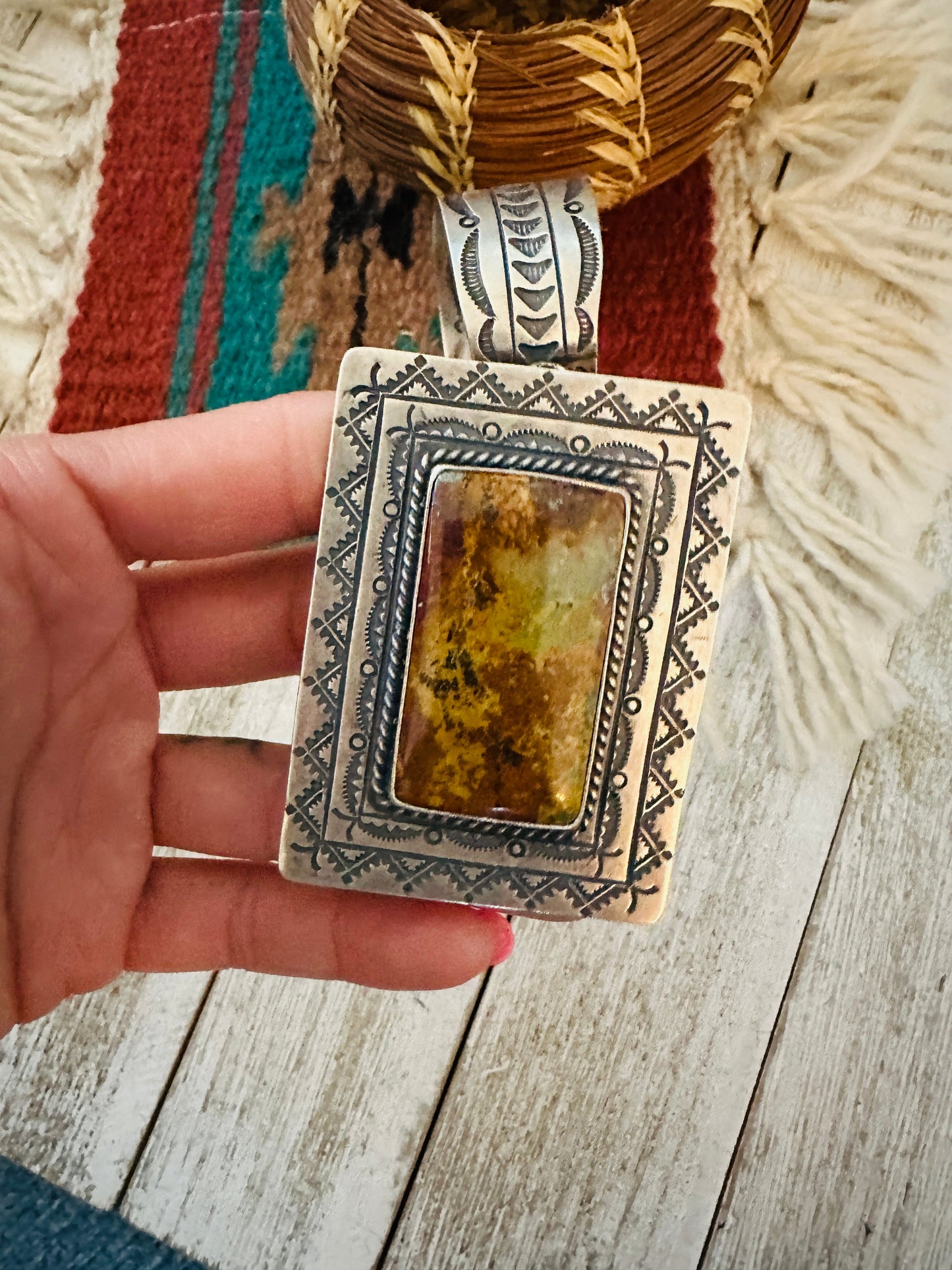 Navajo Sterling Silver & Royston Turquoise Pendant