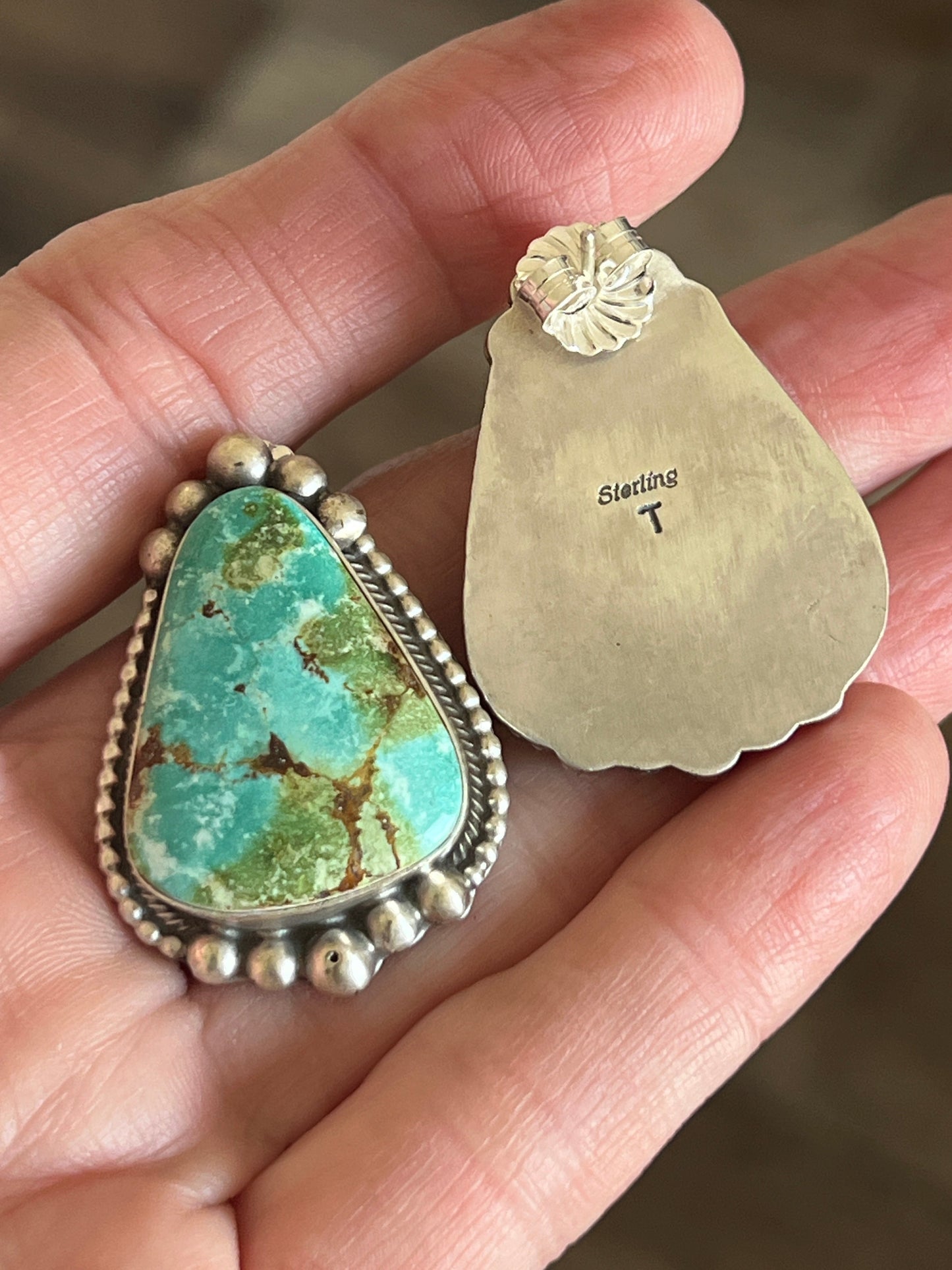 Massive Navajo Sterling Silver and Sonoran Mountain Turquoise Statement Necklace with Earrings by Talila Benally
