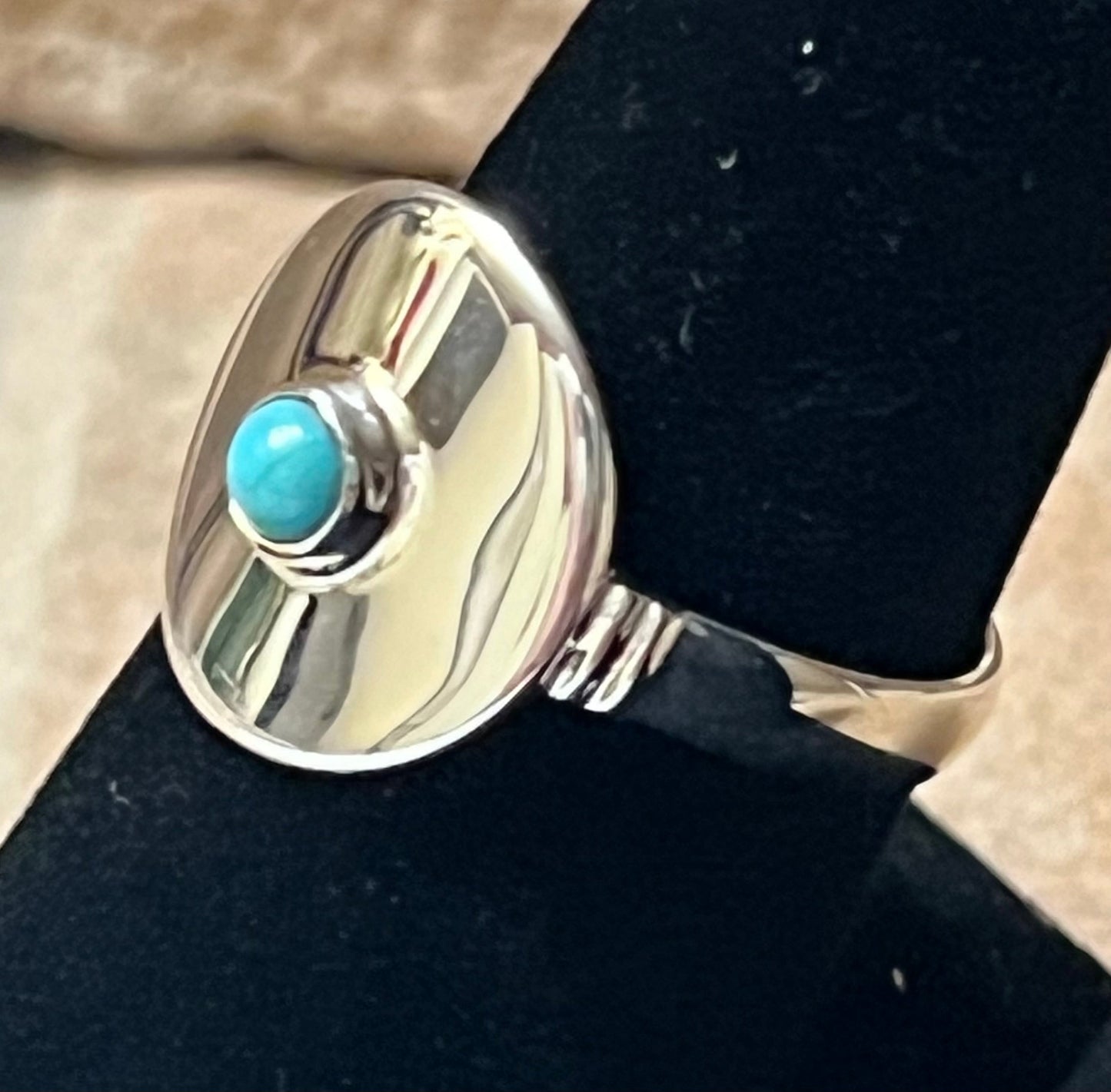 Silver Disc Ring w/ Turquoise