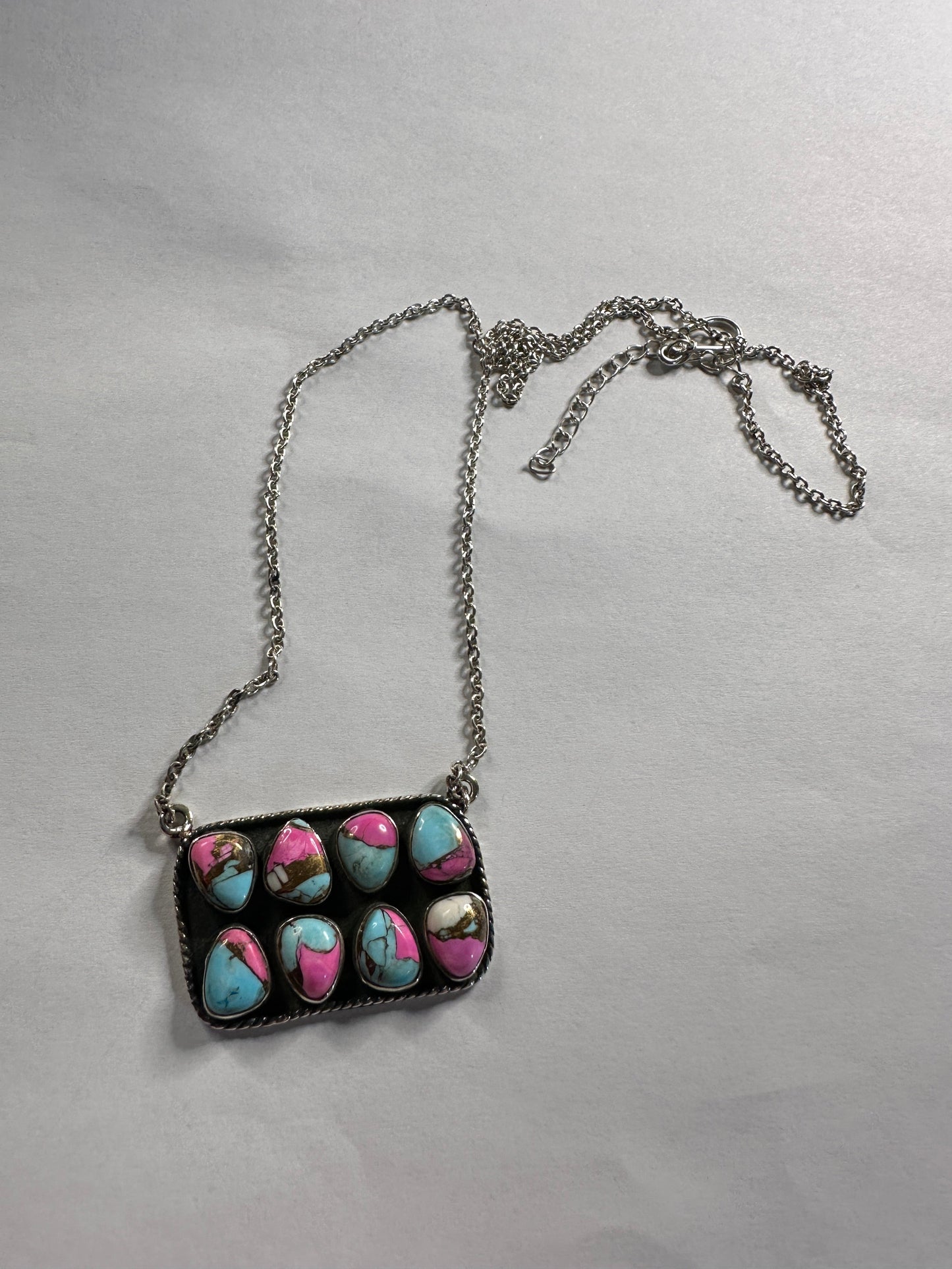 Handmade Cotton Candy Sterling Silver Bar Necklace