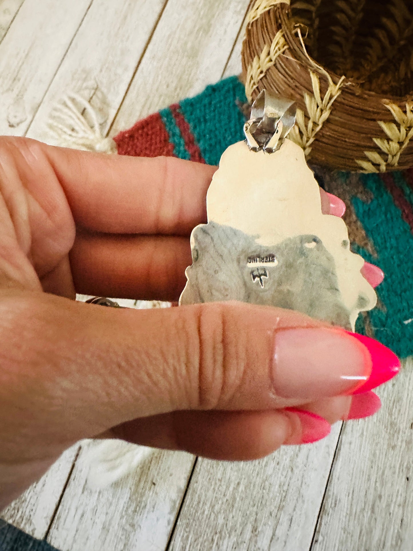 Navajo Kingman Turquoise & Sterling Silver Pendant