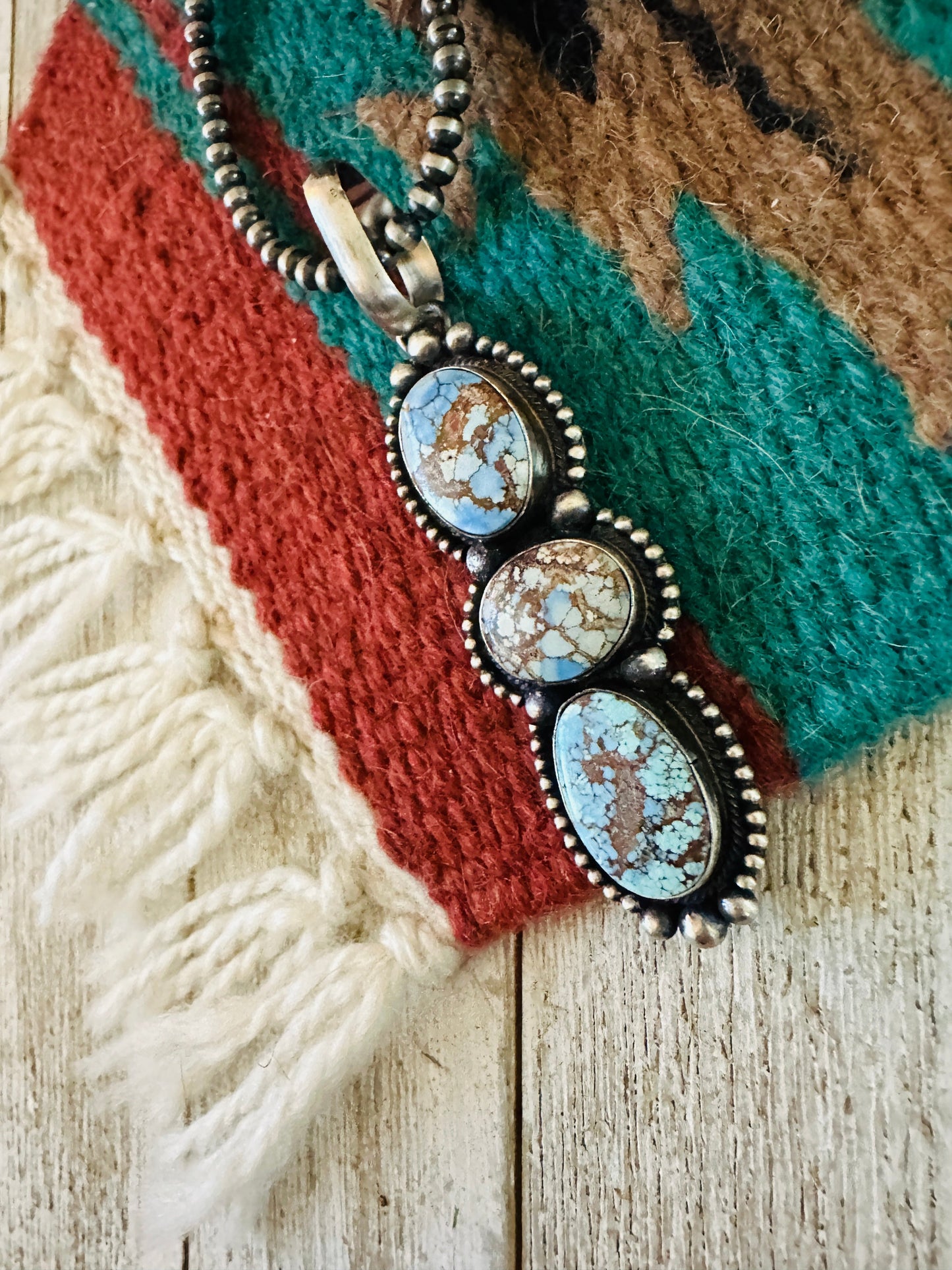 Navajo Golden Hills Turquoise & Sterling Silver Pendant
