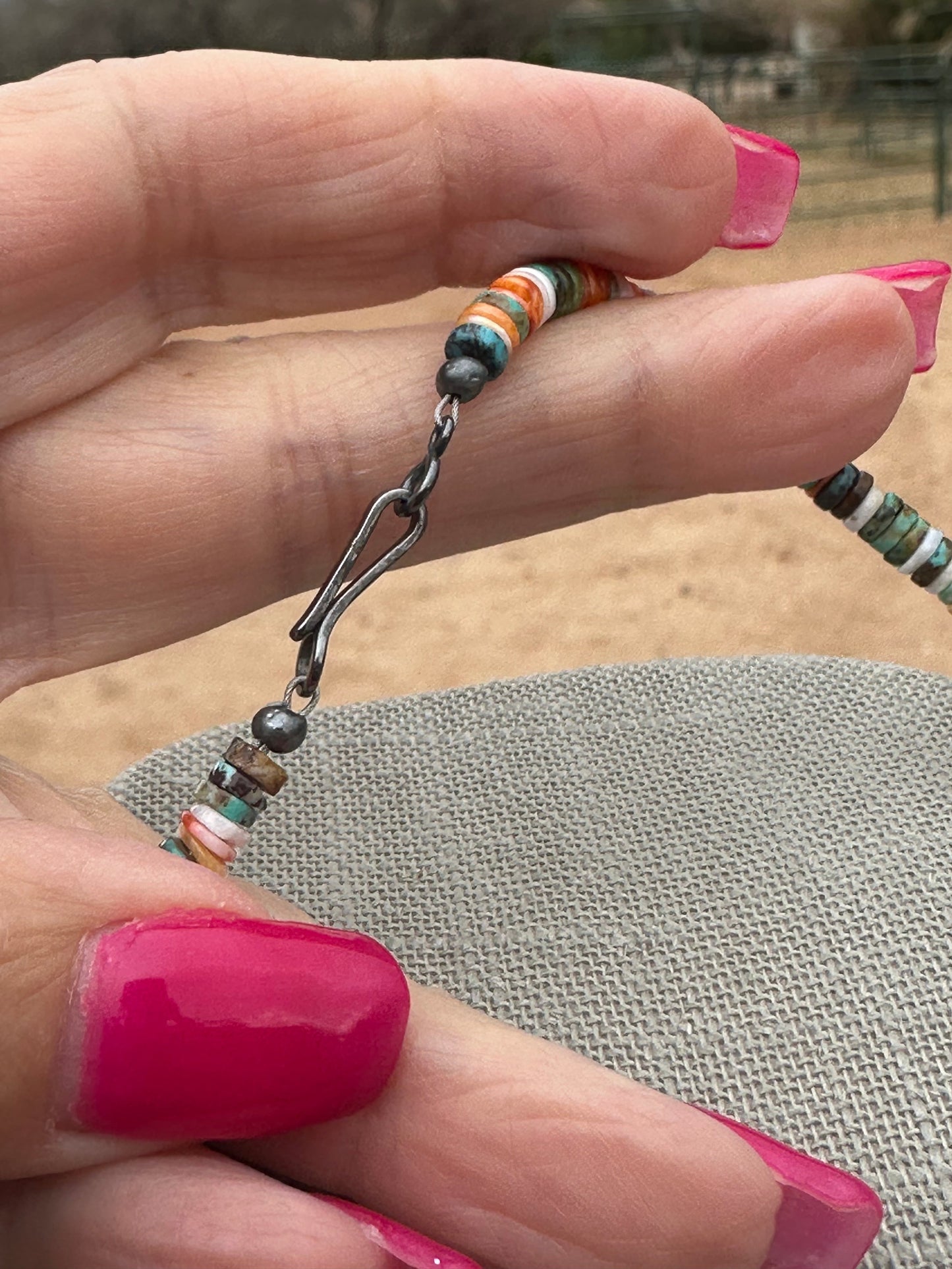 Navajo Kingman Turquoise & Spiny Sterling Silver 5mm Beaded Necklace