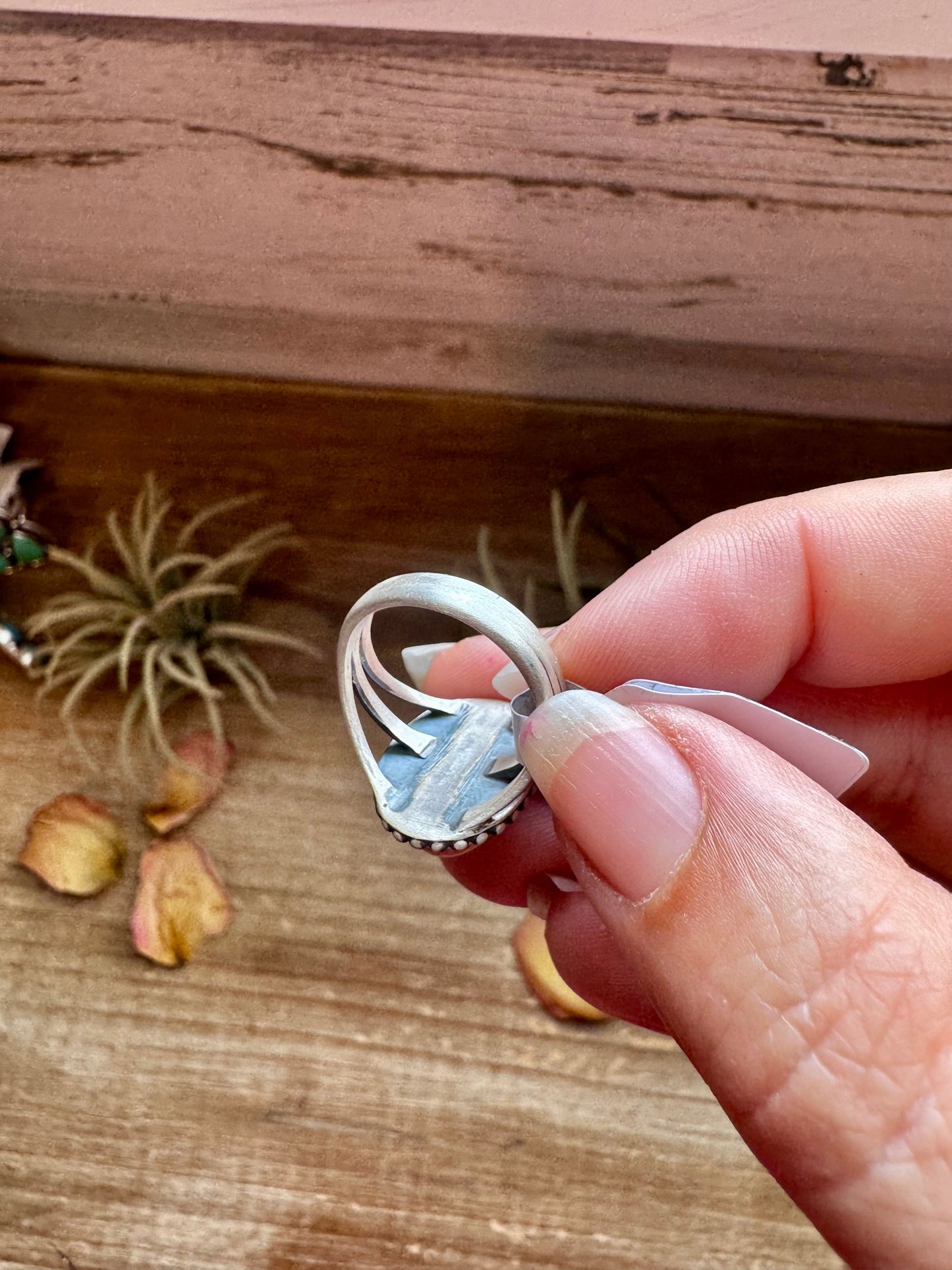 Size 7 Mojave Spiny & Turquoise Ring – Sterling Silver, USA Made