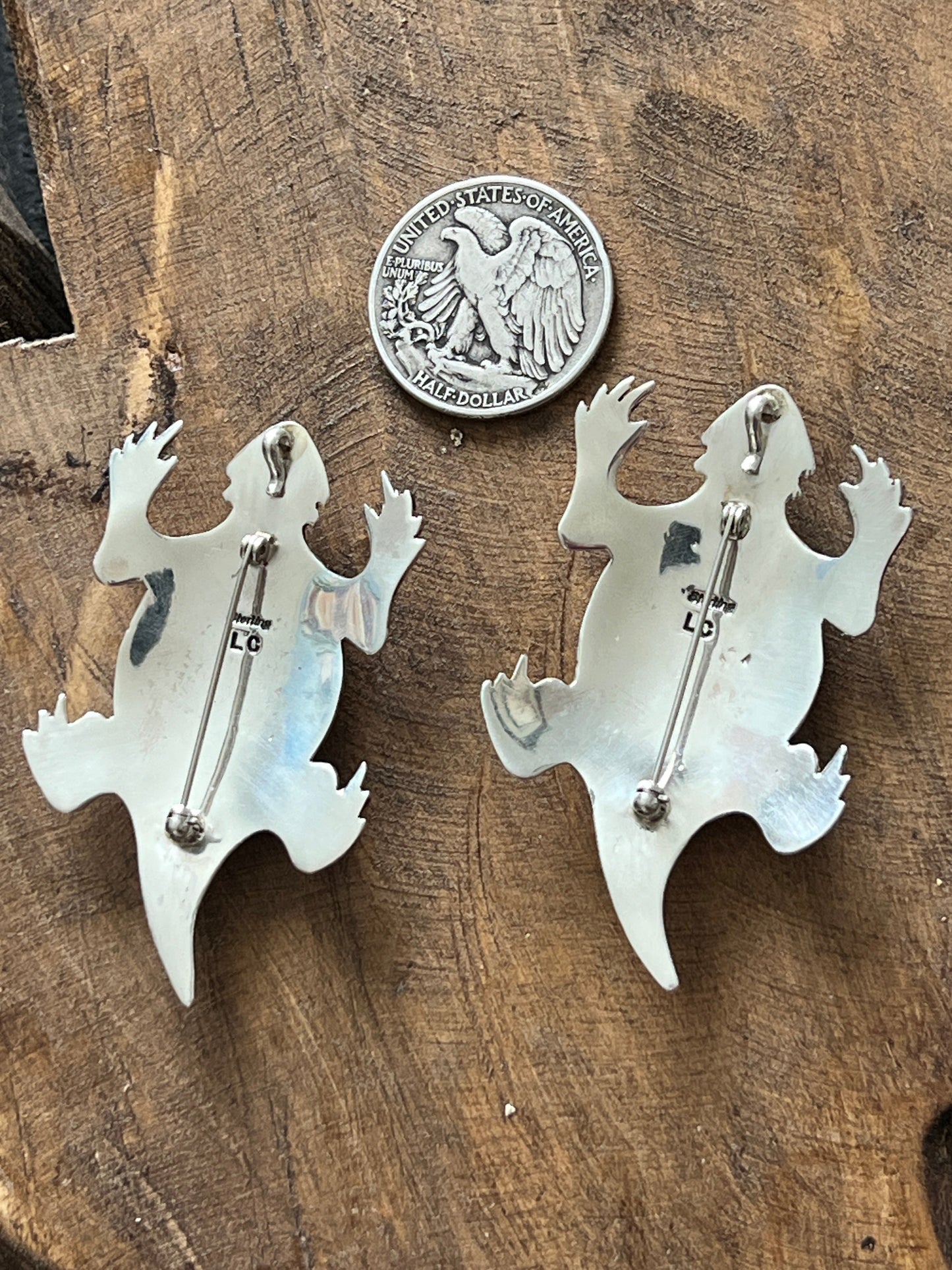 Navajo Sterling Silver and Stone Horned Toad Pin and Pendant by Lee Charley, Turquoise or Onyx