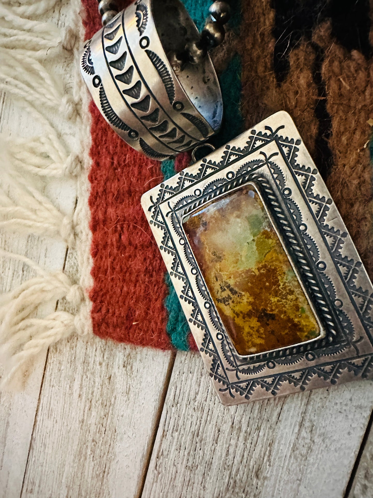 Navajo Sterling Silver & Royston Turquoise Pendant