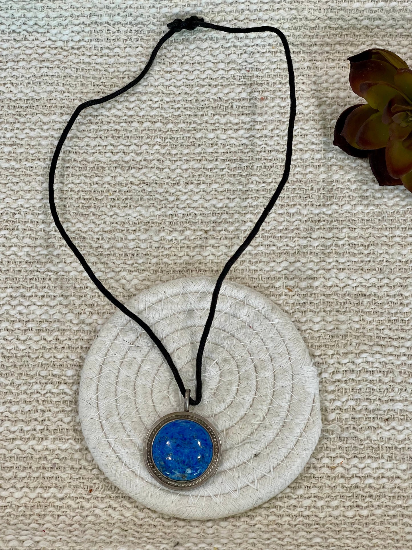 Vintage Old Pawn Handmade Sterling Silver & Lapis Lazuli Necklace