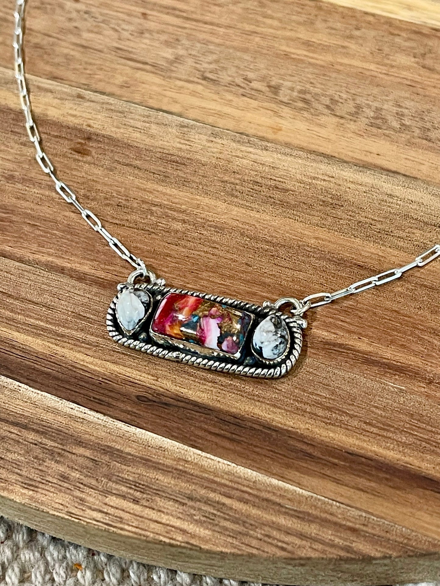 Handmade Sterling Silver Pink Dream Bar Necklace