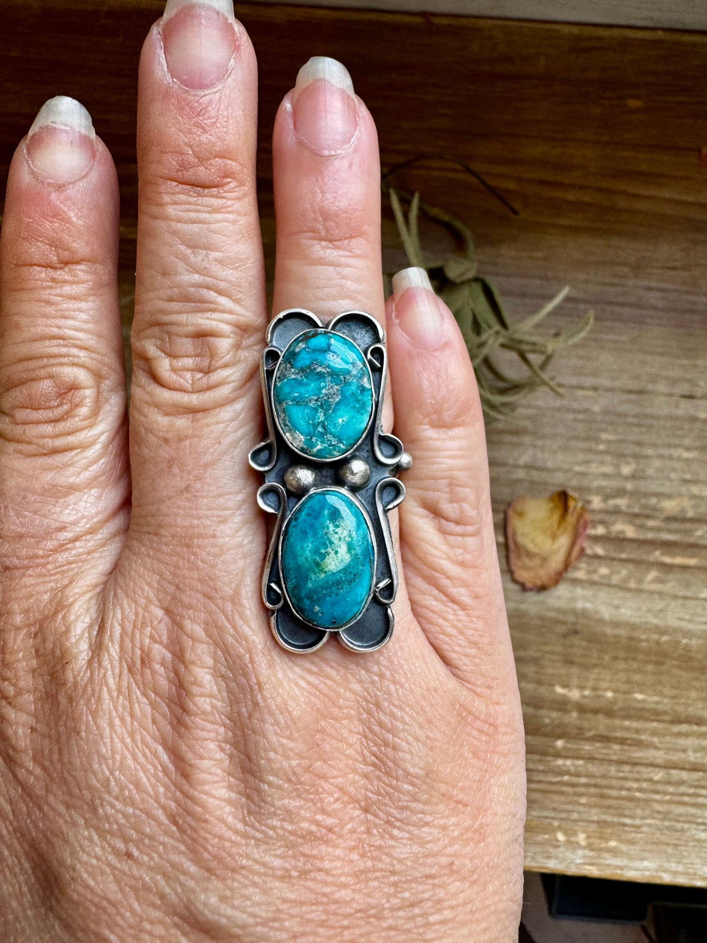 2-Stone Turquoise Adjustable Ring – Native Made