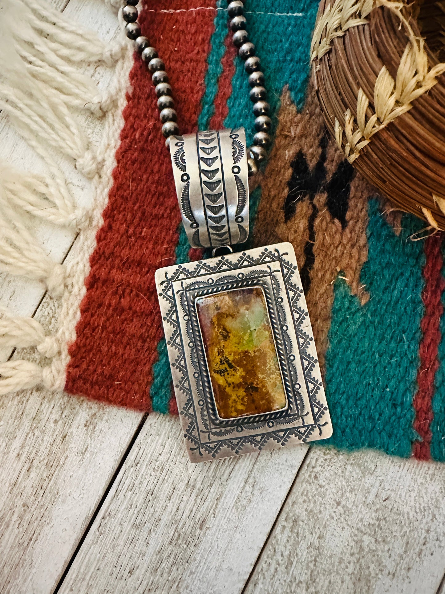 Navajo Sterling Silver & Royston Turquoise Pendant