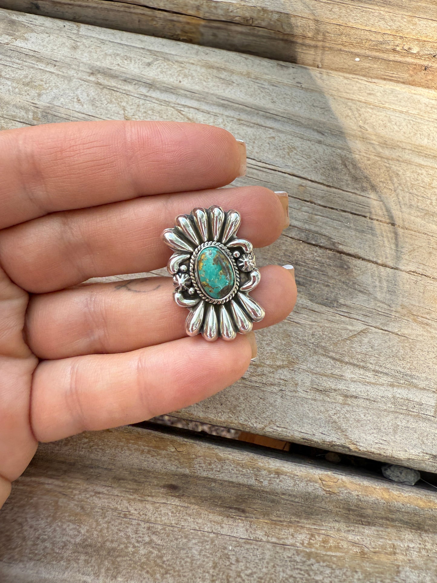 Handmade Sonoran Mountain Turquoise & Sterling Adjustable Silver Ring