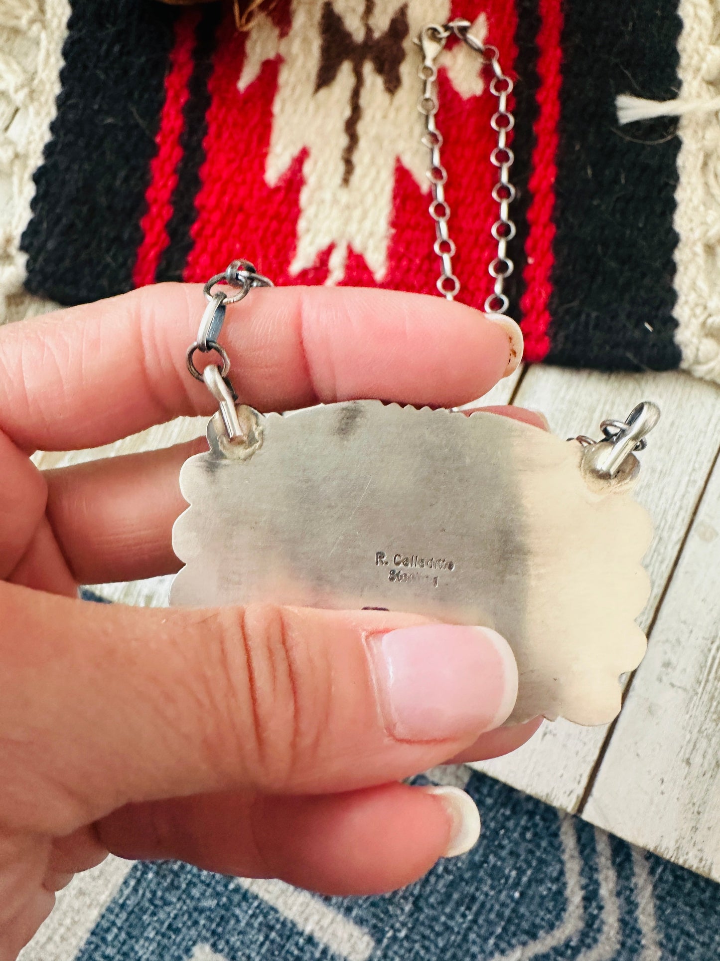Navajo Black Jack Turquoise & Sterling Silver Necklace