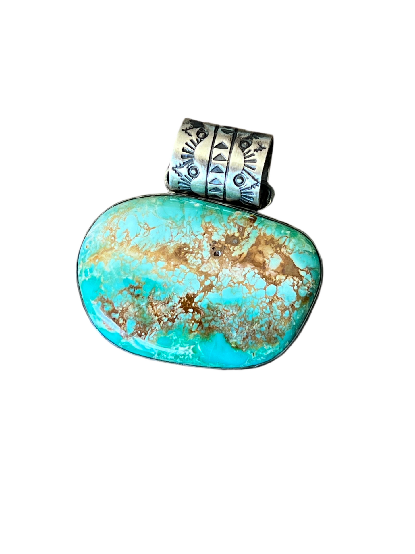 Navajo Sterling Silver and Sonoran Turquoise Solo Pendant by Angela Martin