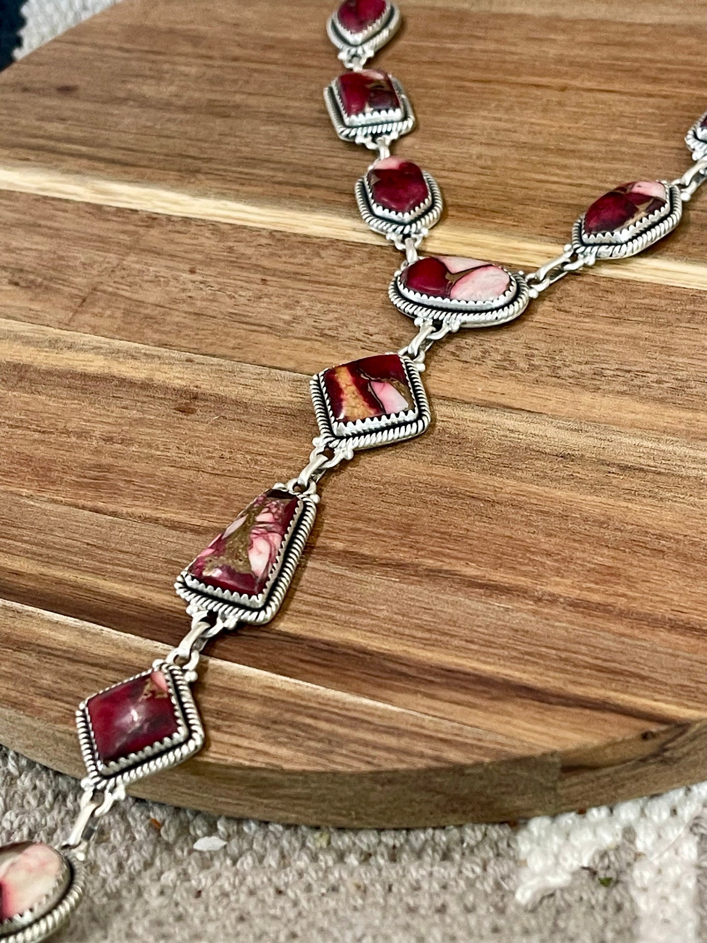 Beautiful Handmade Sterling Silver Dahlia Rose Lariat Necklace