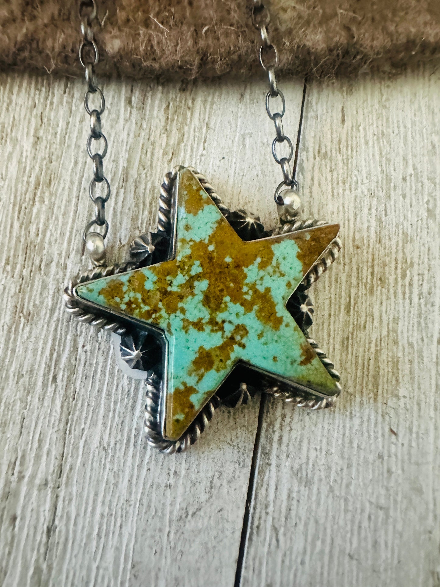 Navajo Sterling Silver & Turquoise Star Necklace