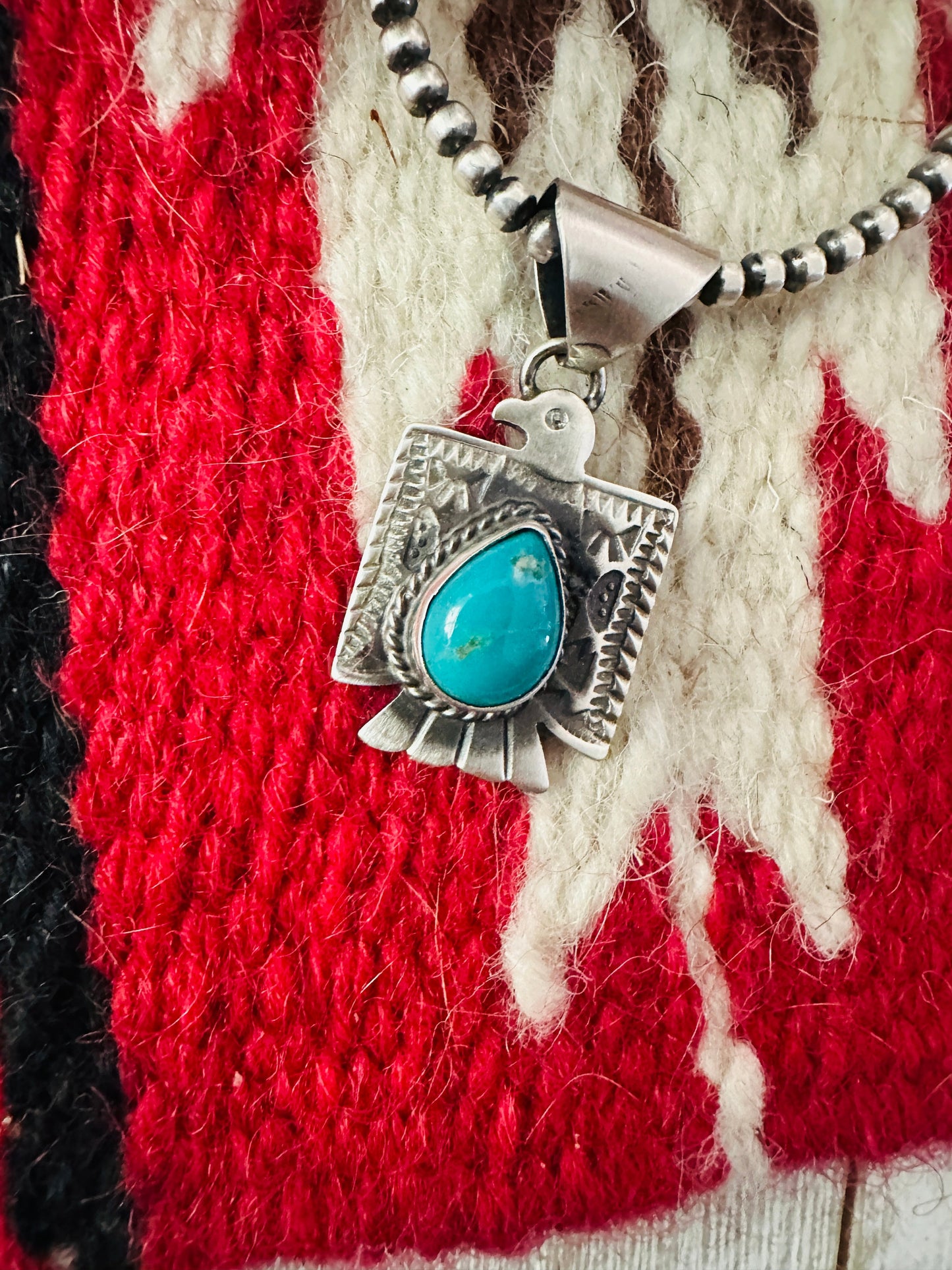 Navajo Turquoise & Sterling Silver Thunderbird Pendant