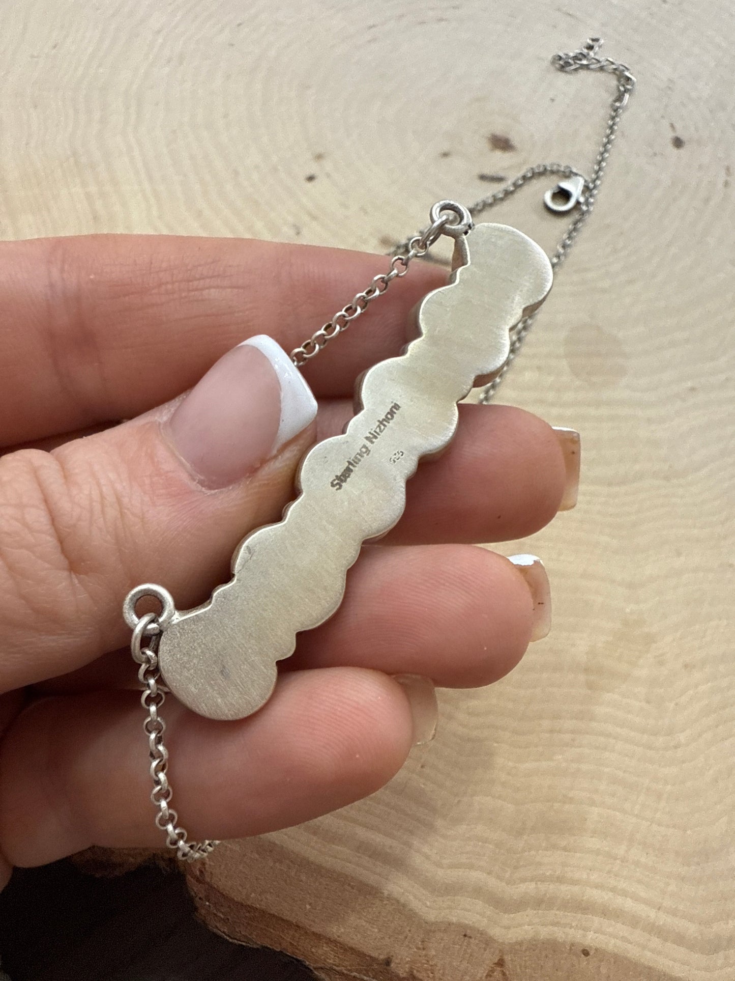 Handmade Sterling Silver Pink Dream Mojave Bar Necklace