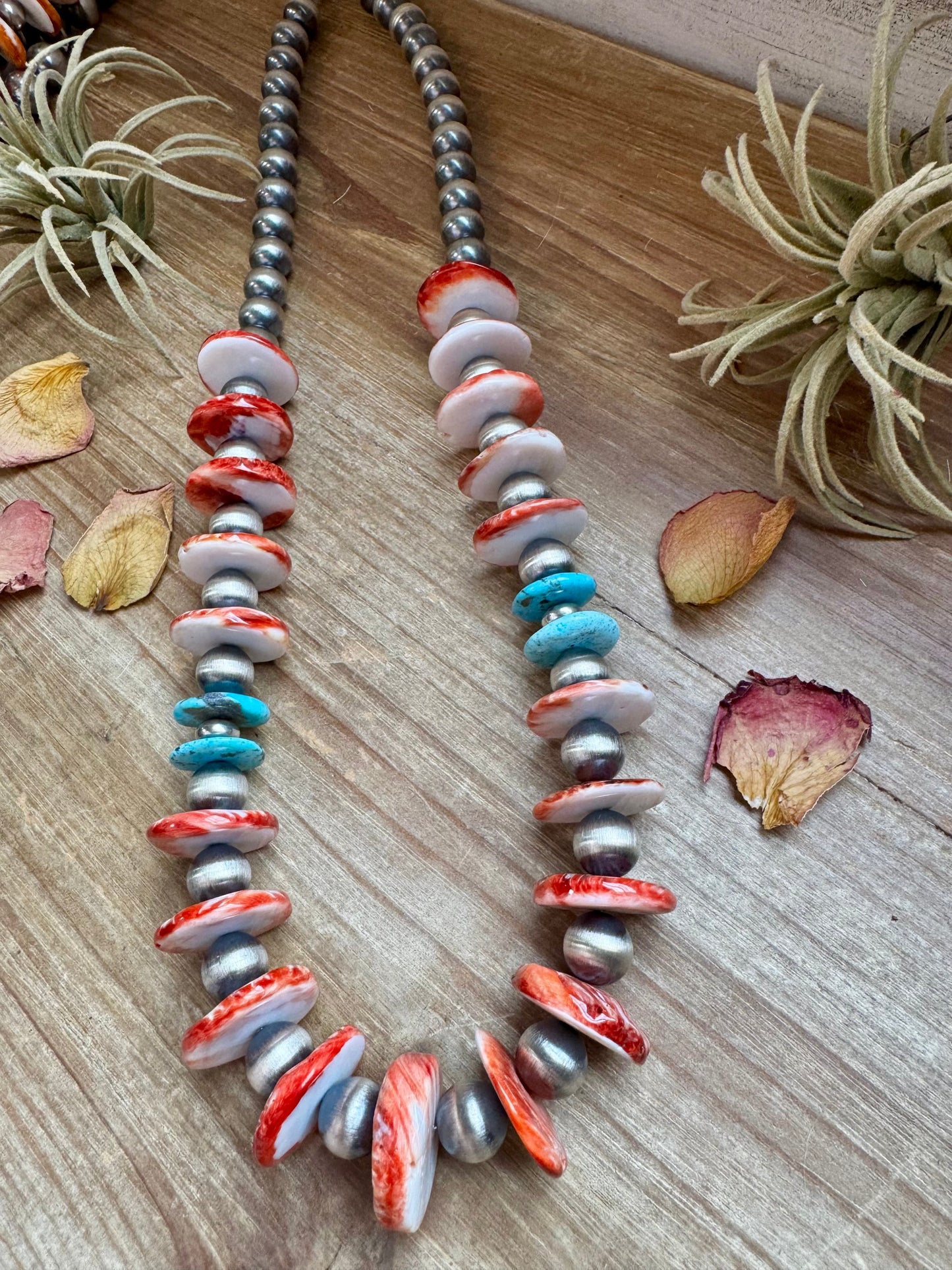 28 inch - American Rodeo Collection - 12 mm Sterling Silver Pearls & Spiny-Turquoise