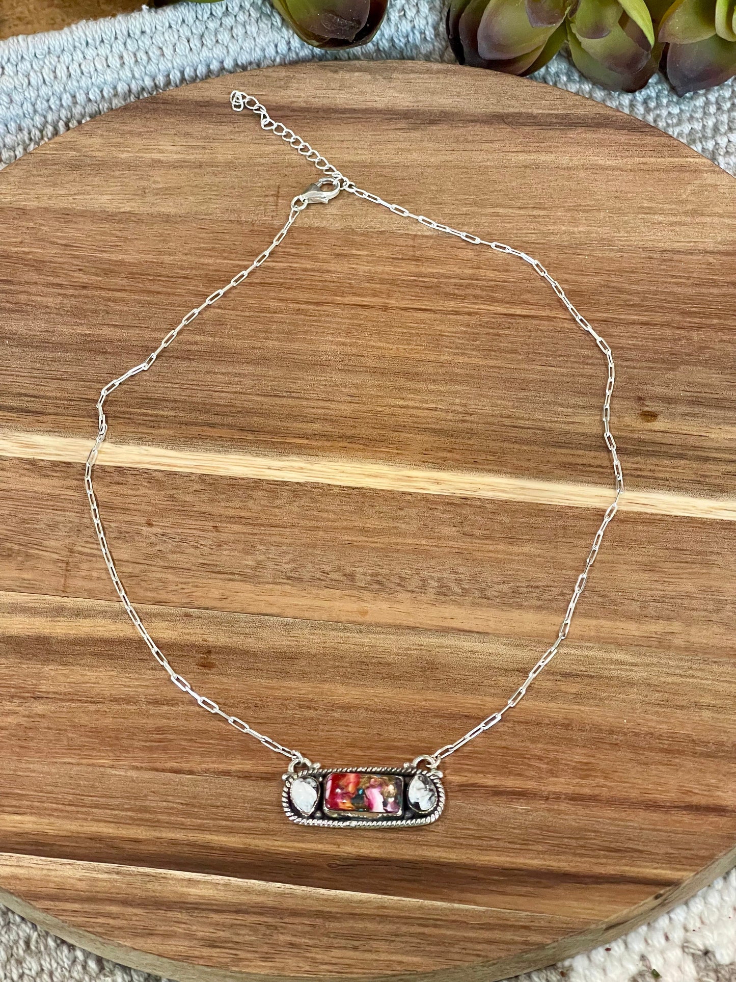 Handmade Sterling Silver Pink Dream Bar Necklace
