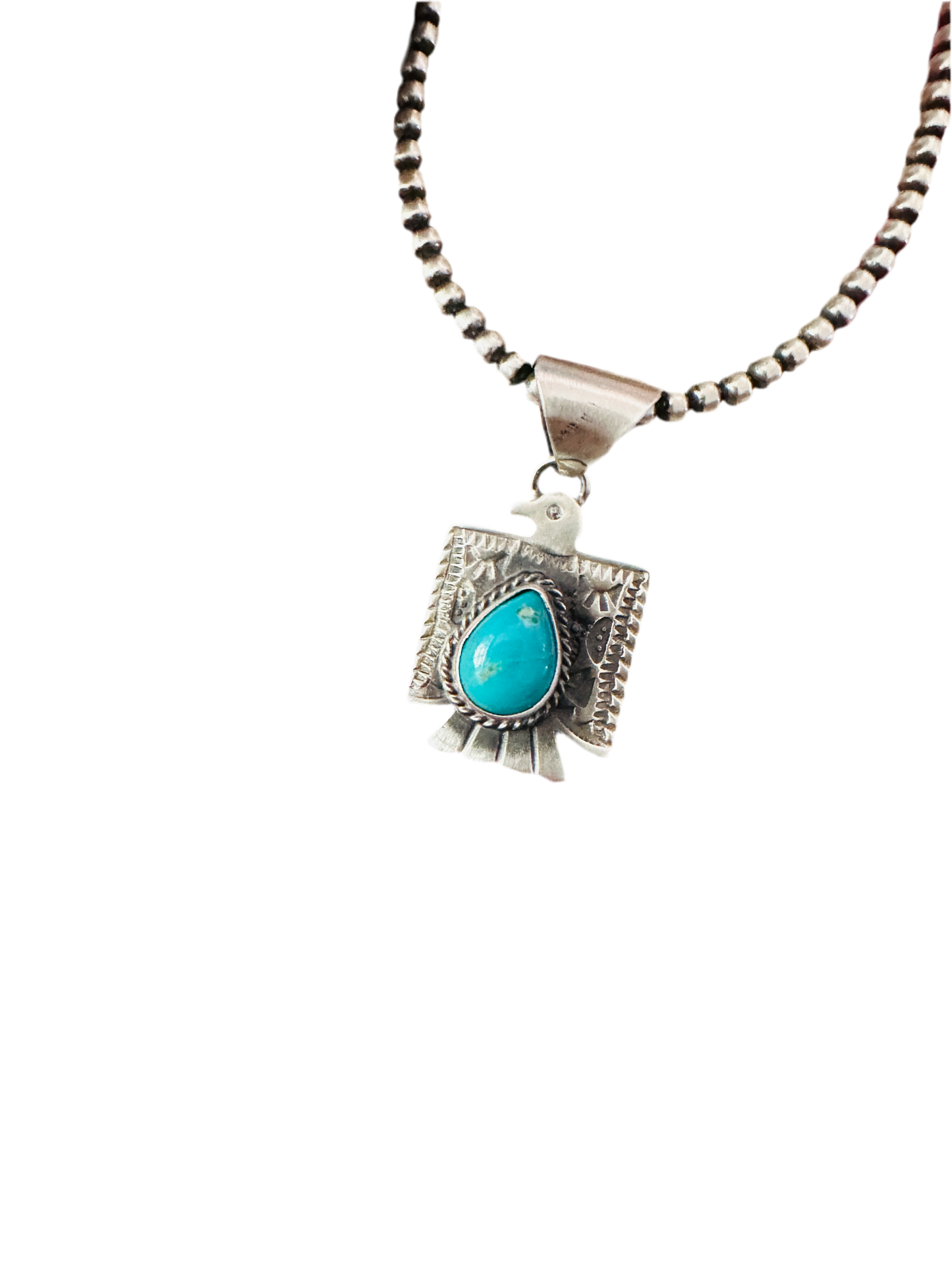 Navajo Turquoise & Sterling Silver Thunderbird Pendant