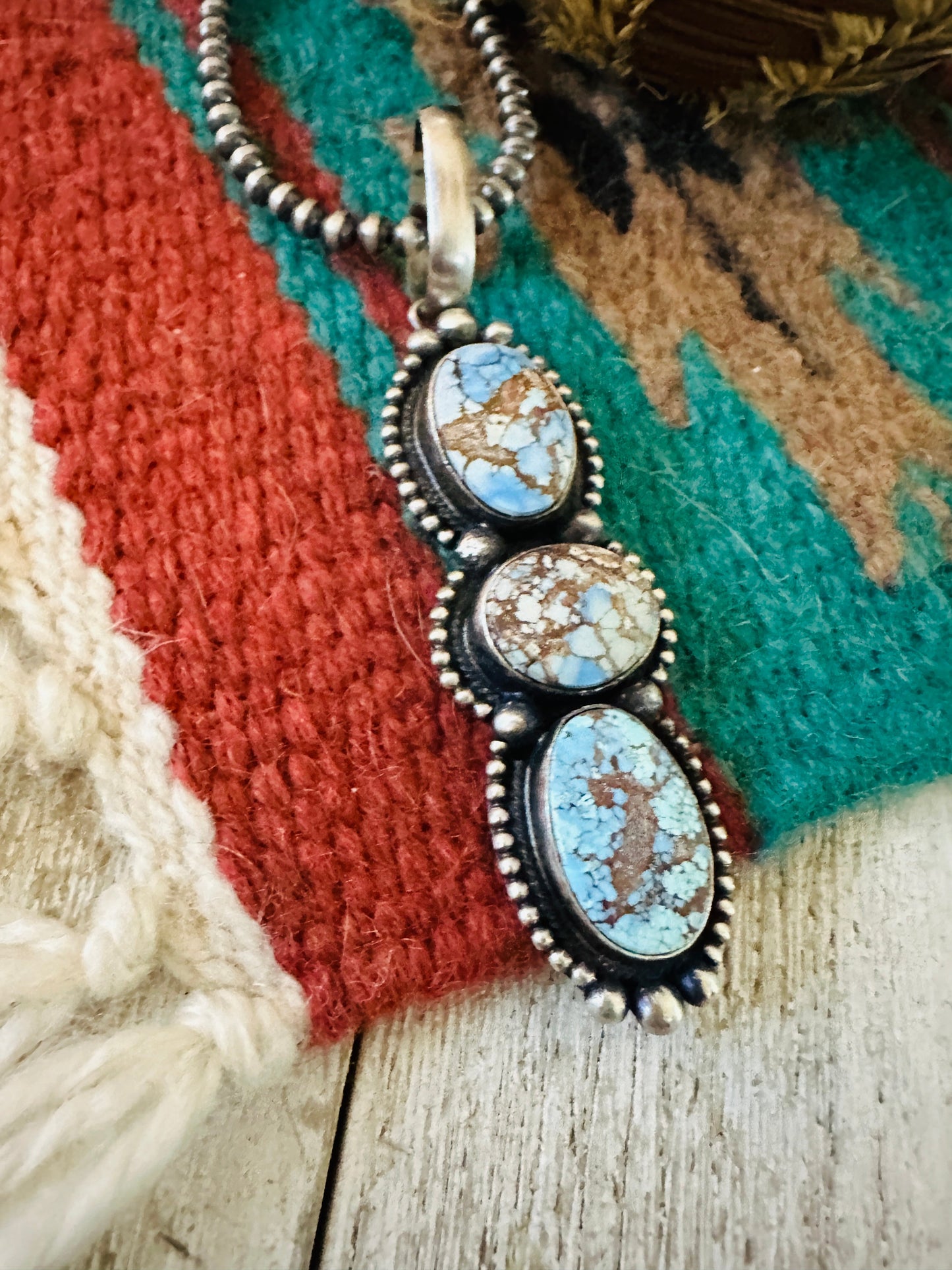 Navajo Golden Hills Turquoise & Sterling Silver Pendant