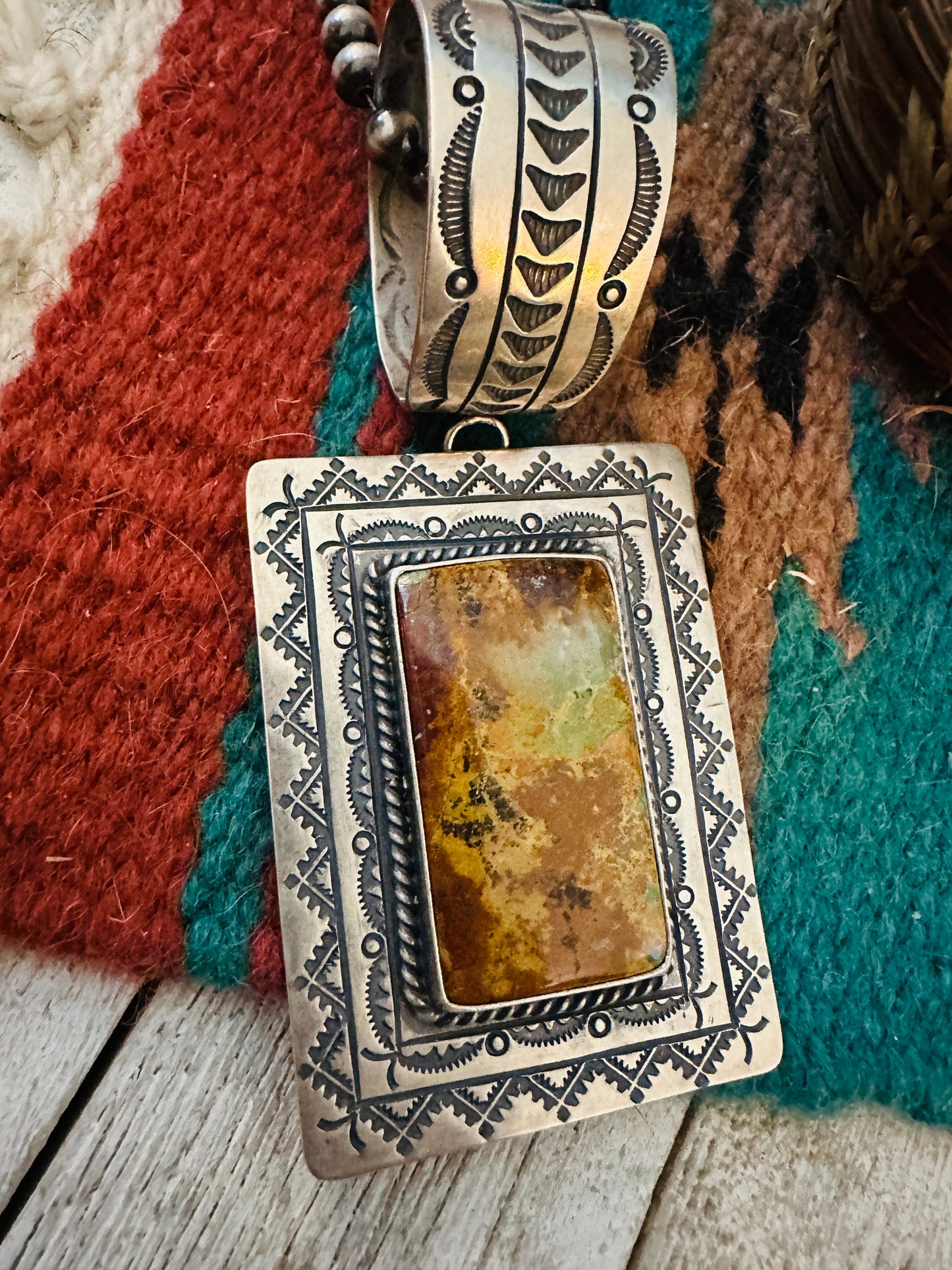 Navajo Sterling Silver & Royston Turquoise Pendant