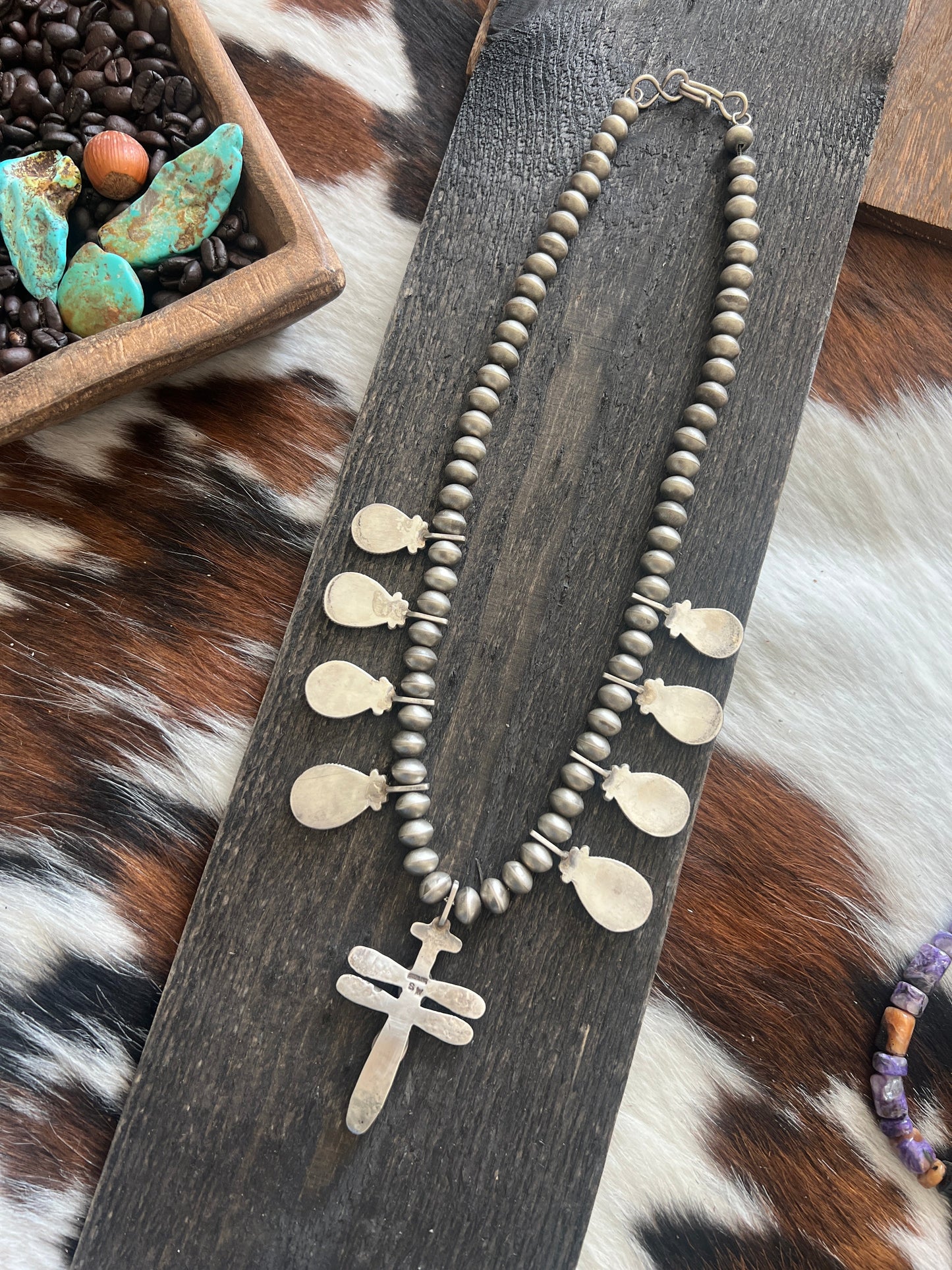 Navajo Sterling Silver And Orange Spiny Oyster Shell Dragonfly Bead Necklace by Selena Warner