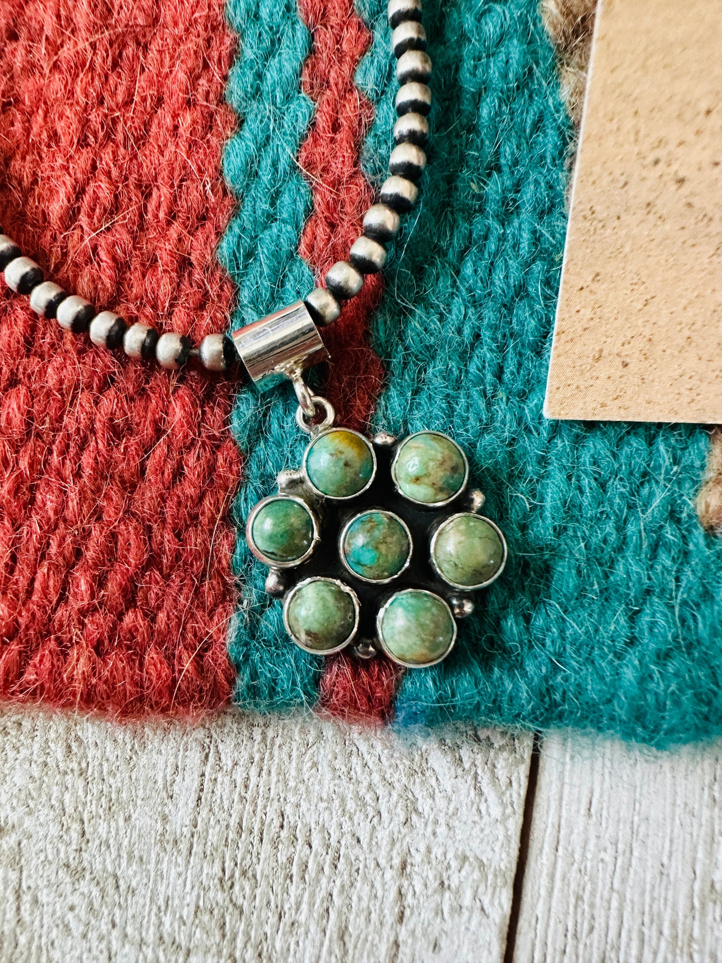 Navajo Sterling Silver & Turquoise Cluster Pendant and Earring Set