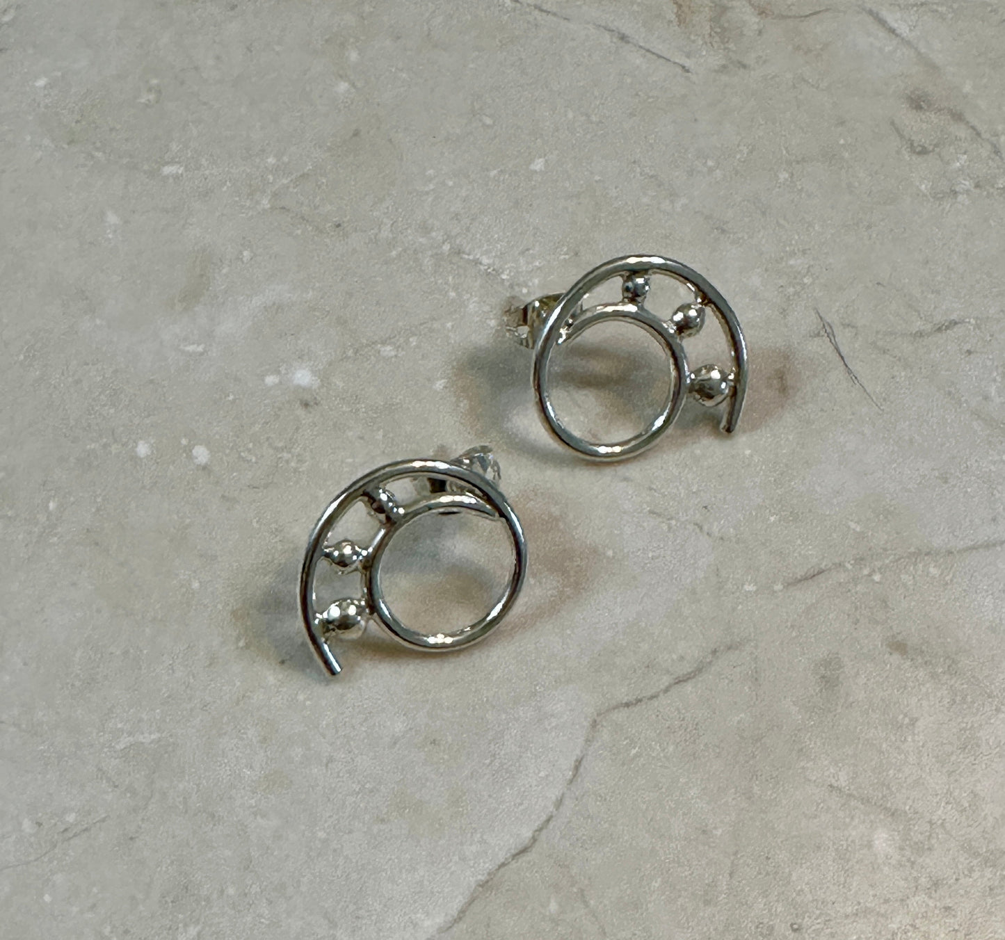 Sterling Silver Beaded Nautilus Earrings