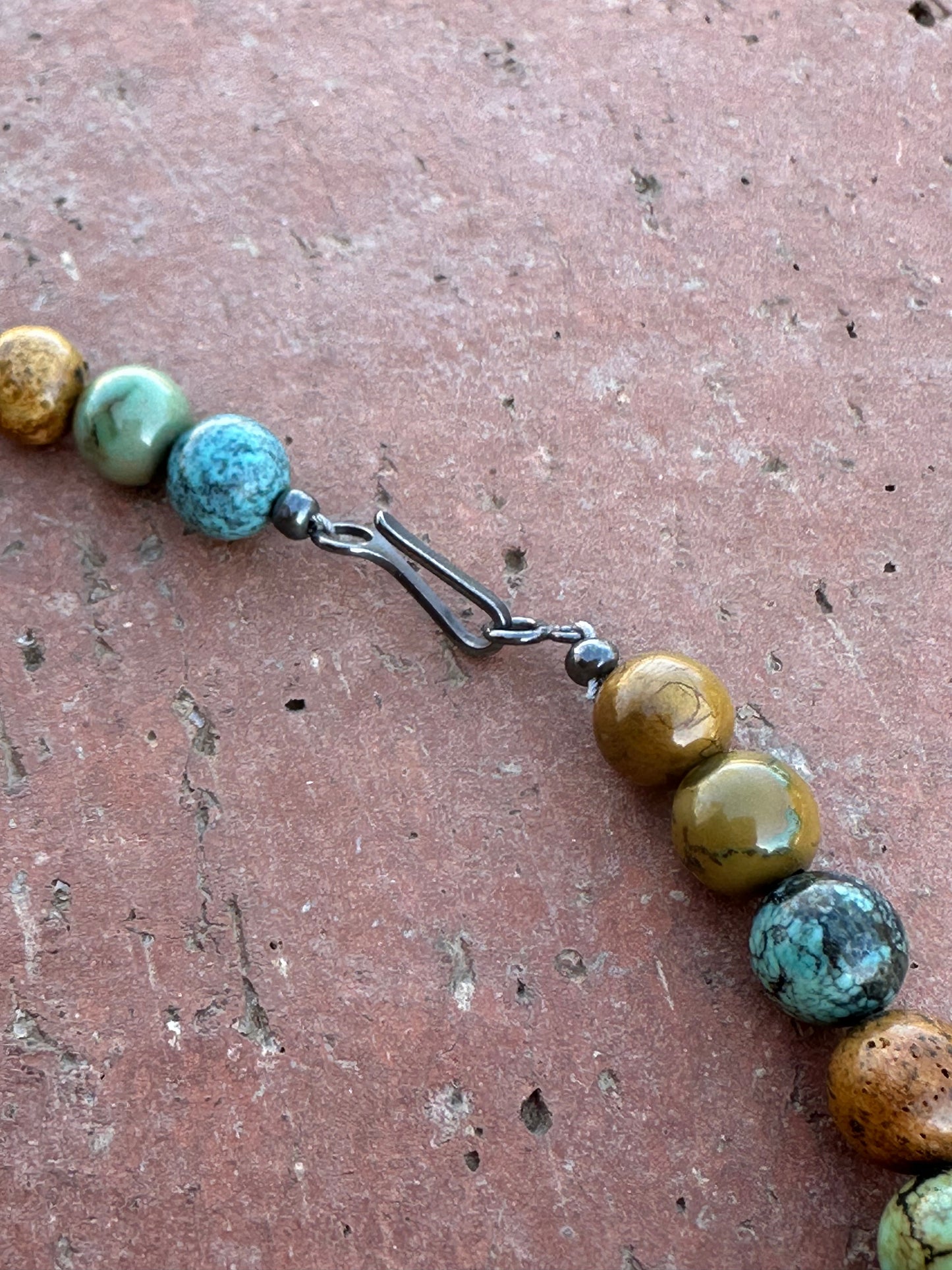 Navajo Tibetan Turquoise & Sterling Silver 8mm Beaded Necklace