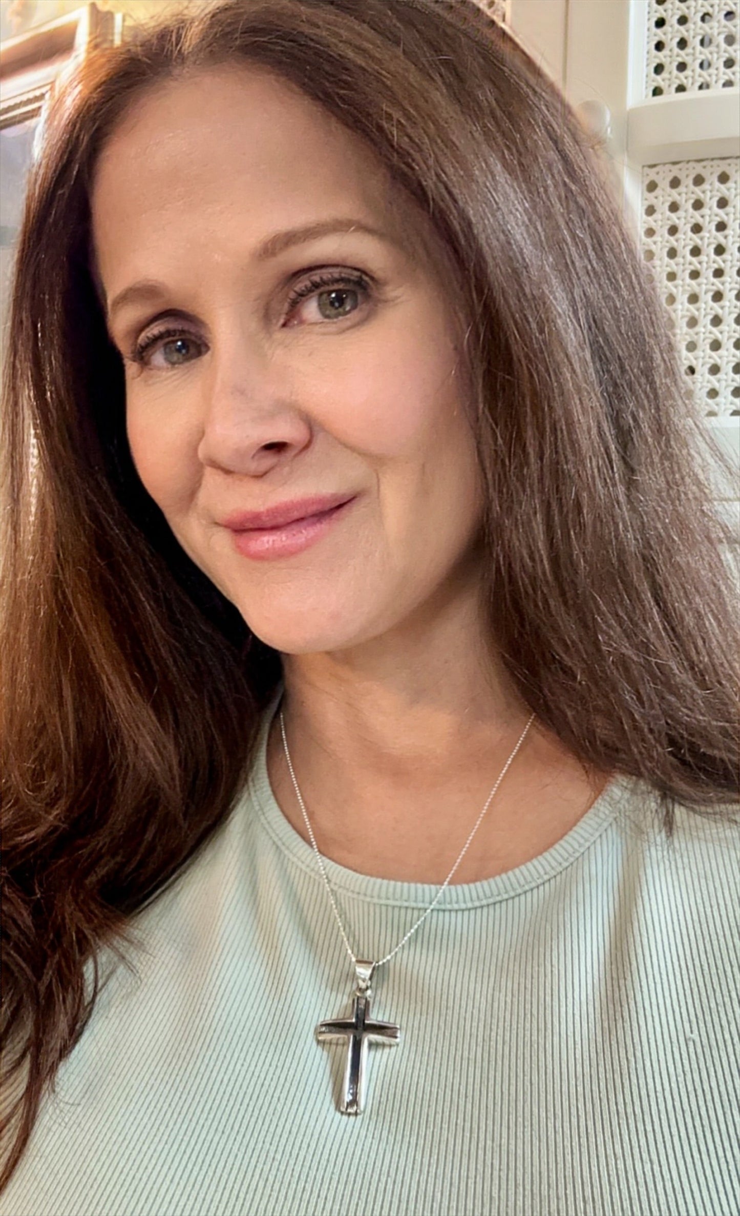 Channel Cut Cross Pendant Necklace