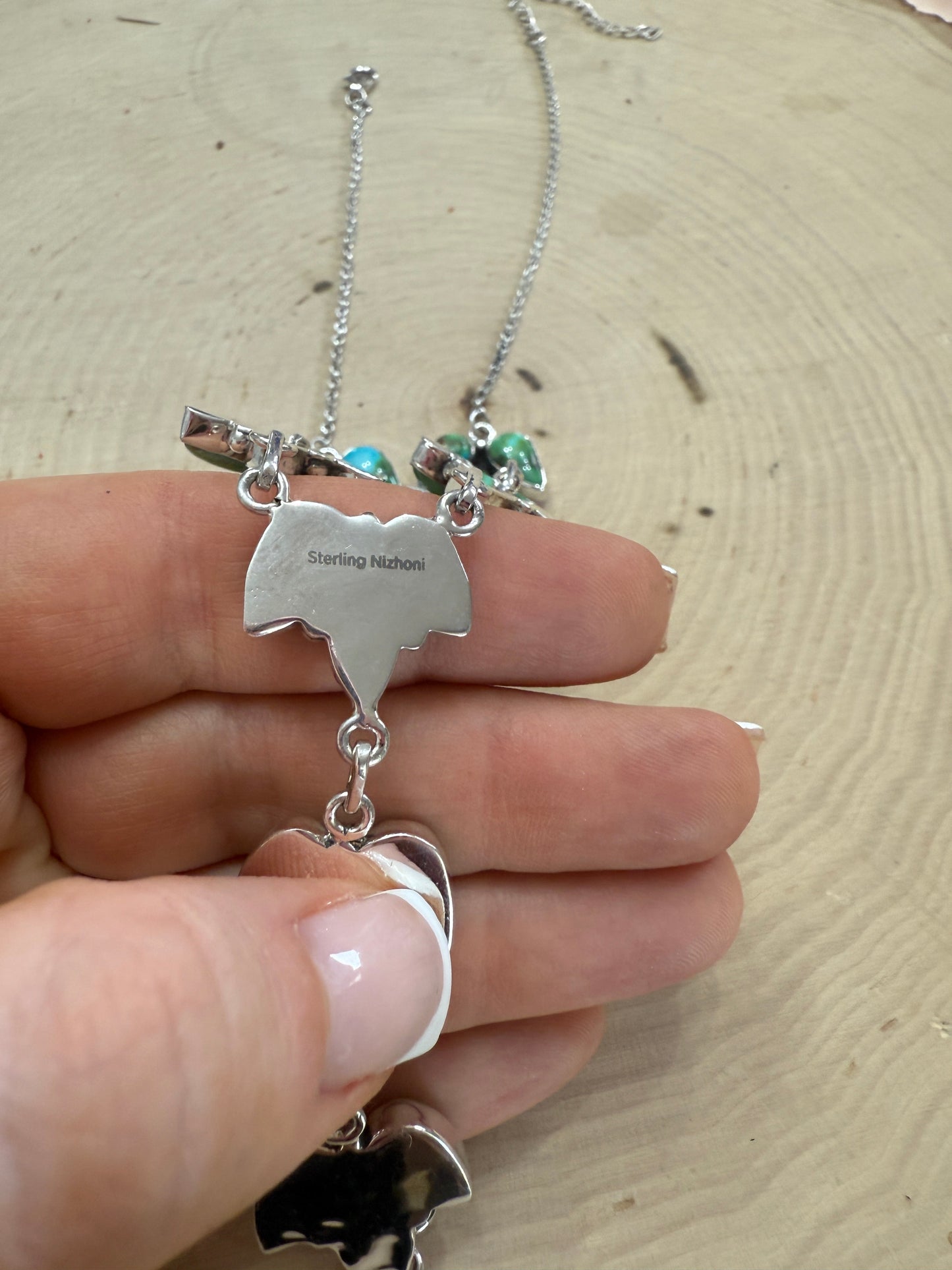 Handmade Sterling Silver & Sonoran Mountain Turquoise Lariat Necklace