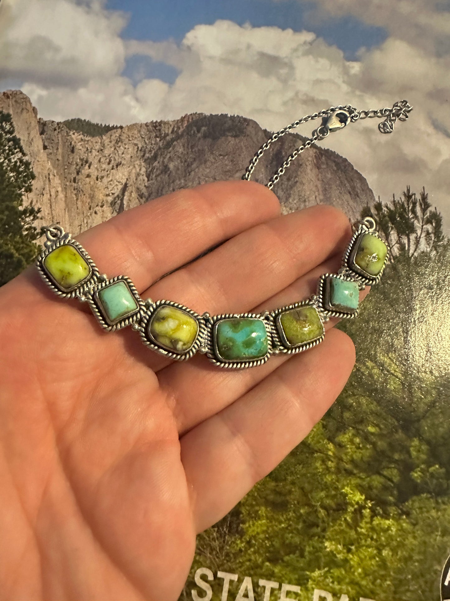 Handmade Sterling Silver & Palomino, Sonoran, Golden Hills Turquoise Necklace