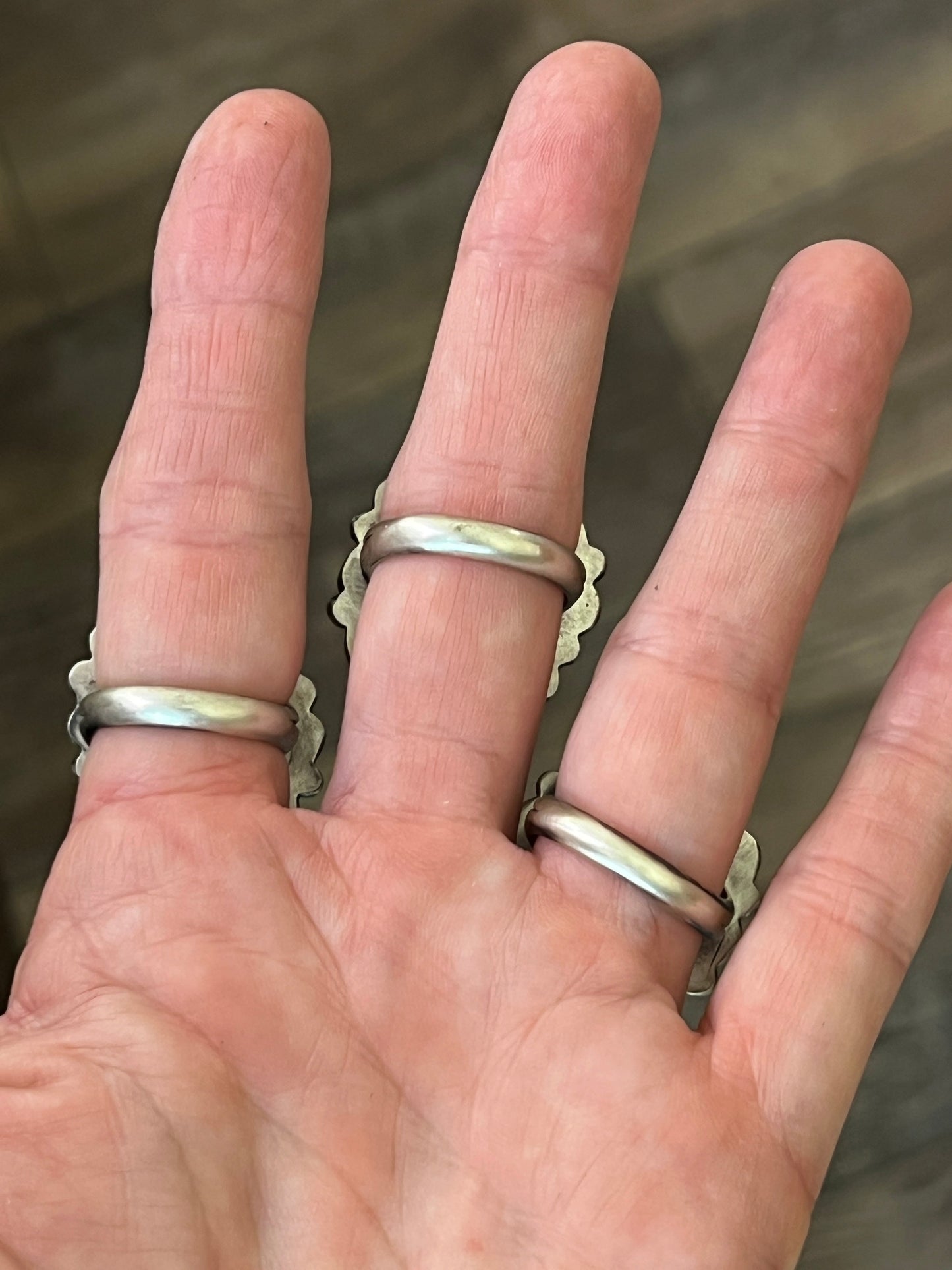 Navajo Sterling Silver and Queen Pink Conch Shell Cluster Ring by Travis Jim