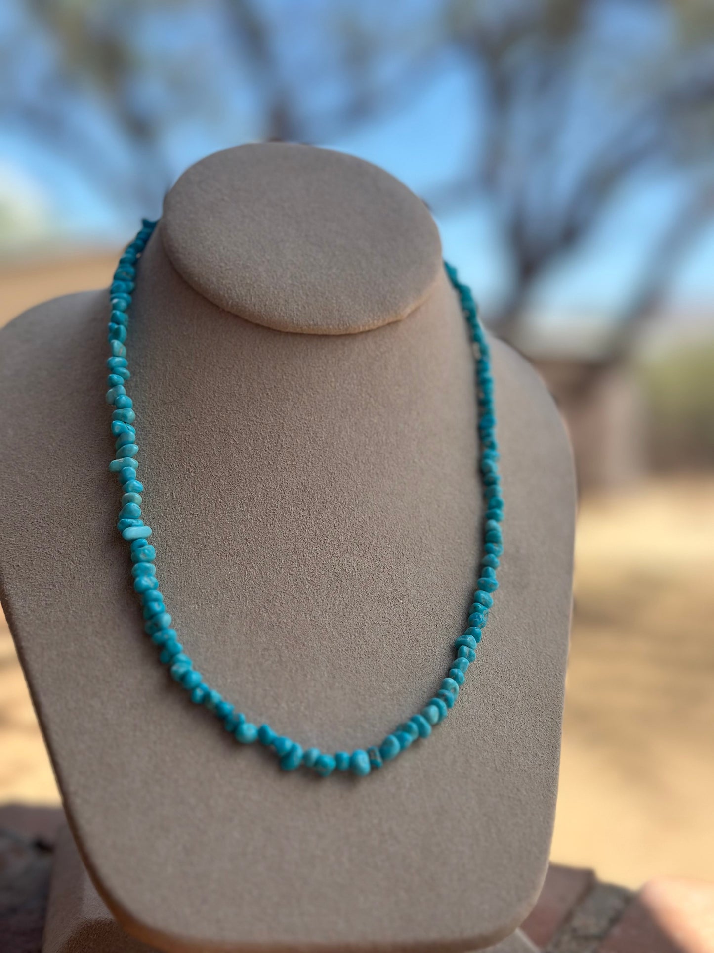 Navajo Kingman Turquoise Beaded Necklace 18 inch