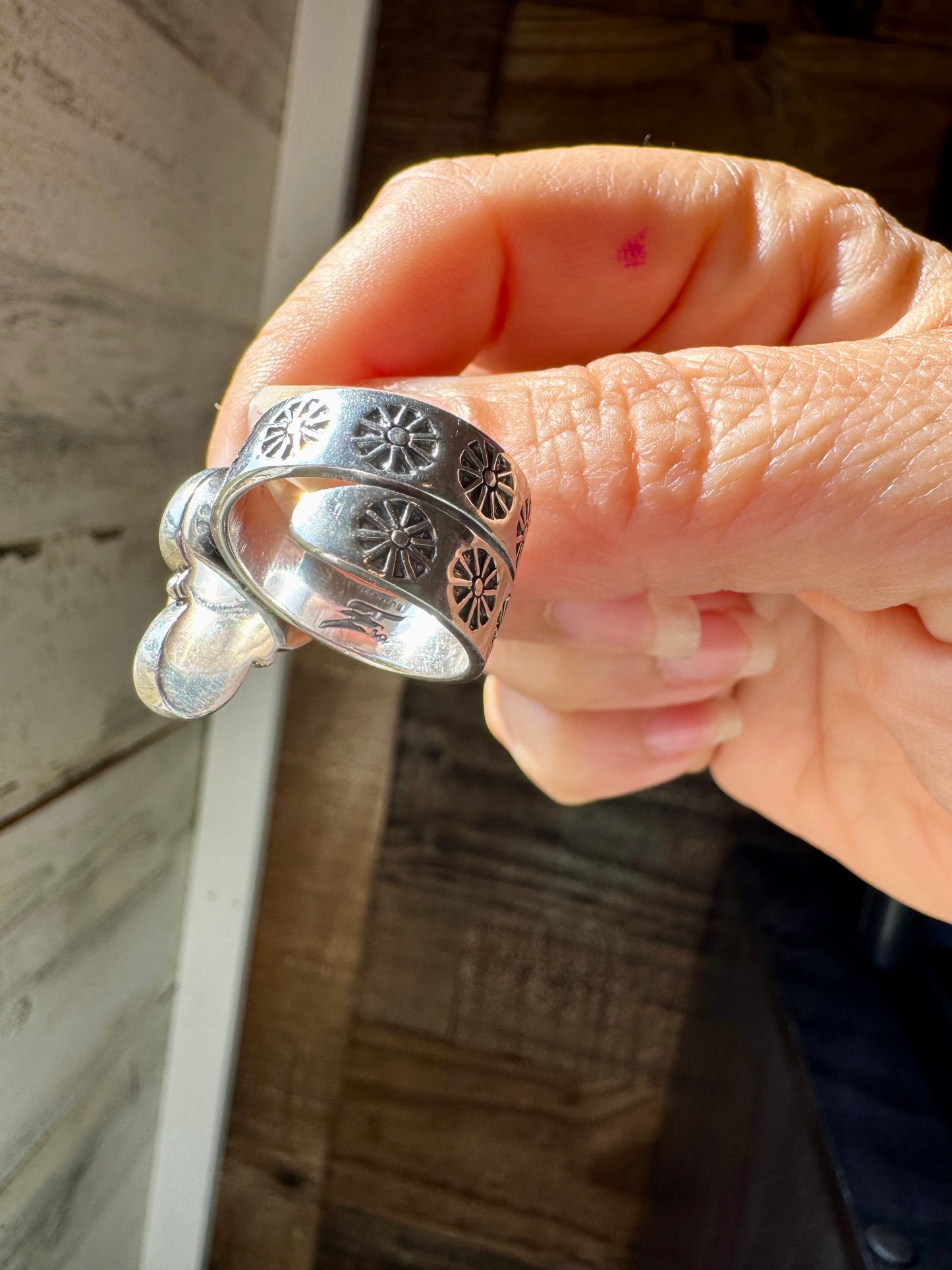 Adjustable Ring with 4 Green Turquoise Stones