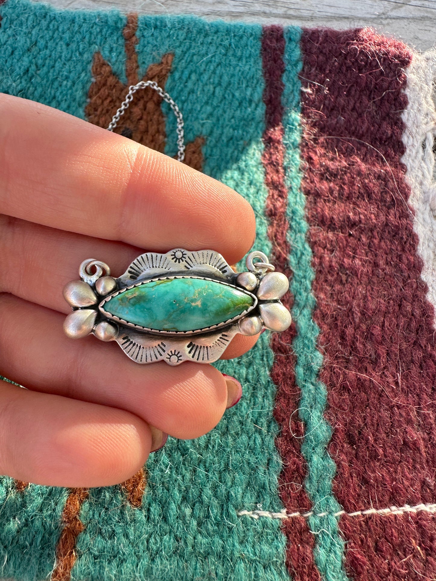 Handmade Sterling Silver & Sonoran Mountain Turquoise Single Stone Necklace