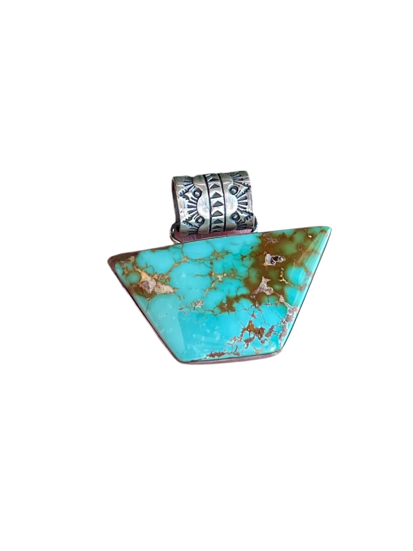Navajo Sterling Silver and Royston Turquoise Solo Pendant by Angela Martin