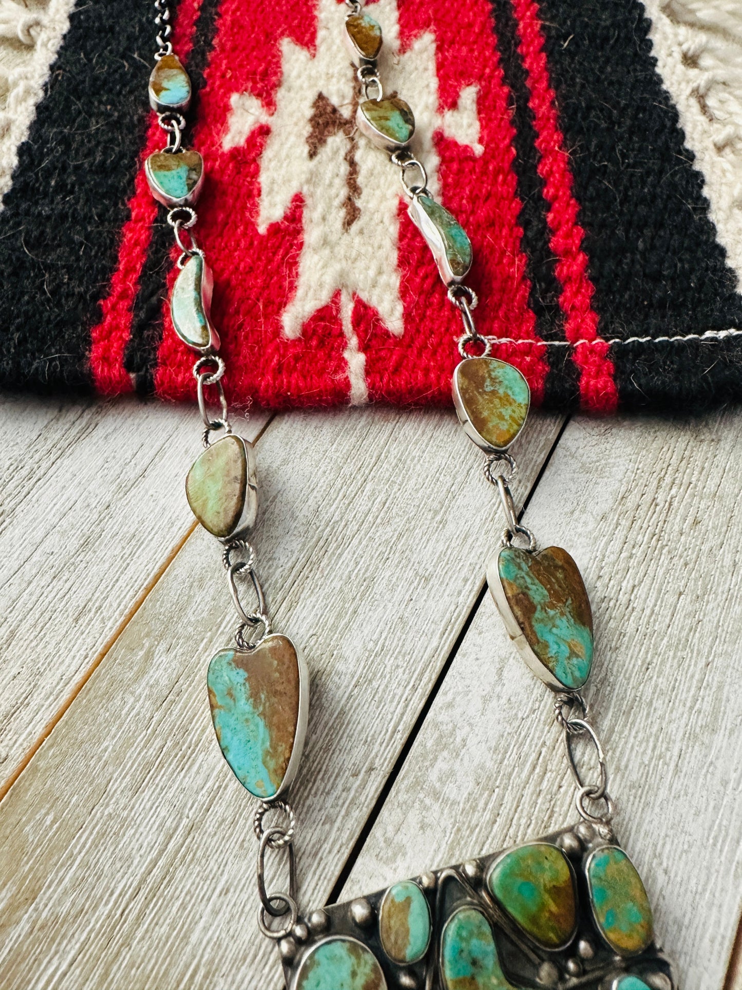 Navajo Sterling Silver & Royston Turquoise Necklace by Jacqueline Silver