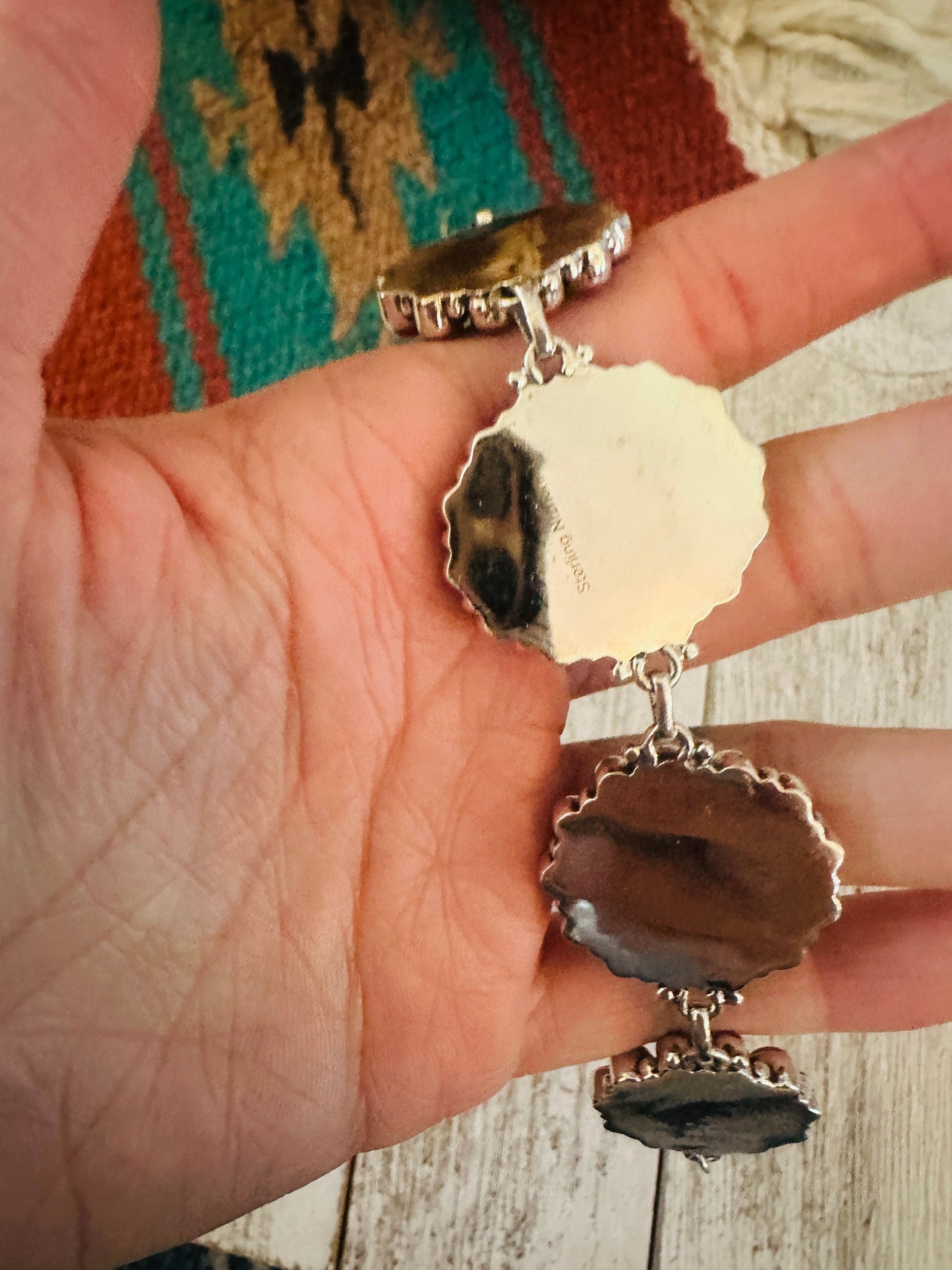 ** Christmas Collection ** Handmade Sterling Silver, Turquoise & Coral Necklace Signed Nizhoni