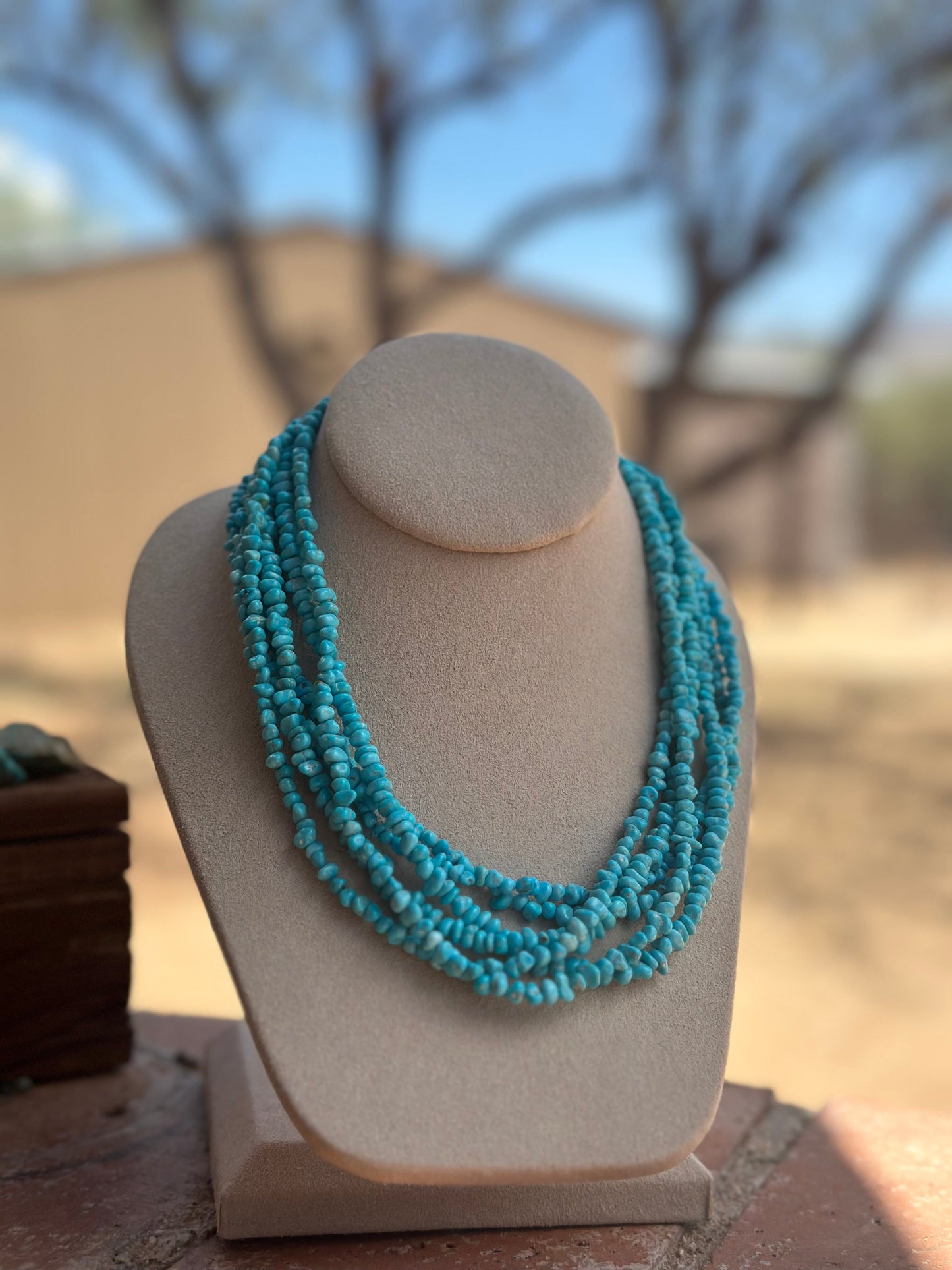 Navajo Kingman Turquoise Beaded Necklace 18 inch