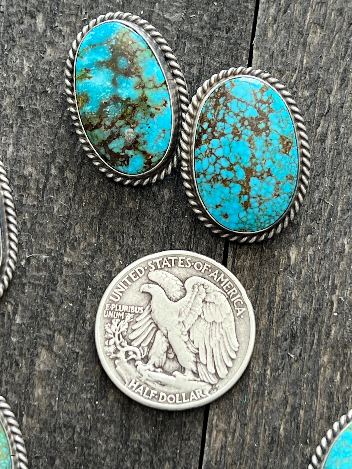 Navajo Sterling Silver and Birdseye Kingman Turquoise Y-Style Lariat Necklace and Earrings Set by Peggy Skeets