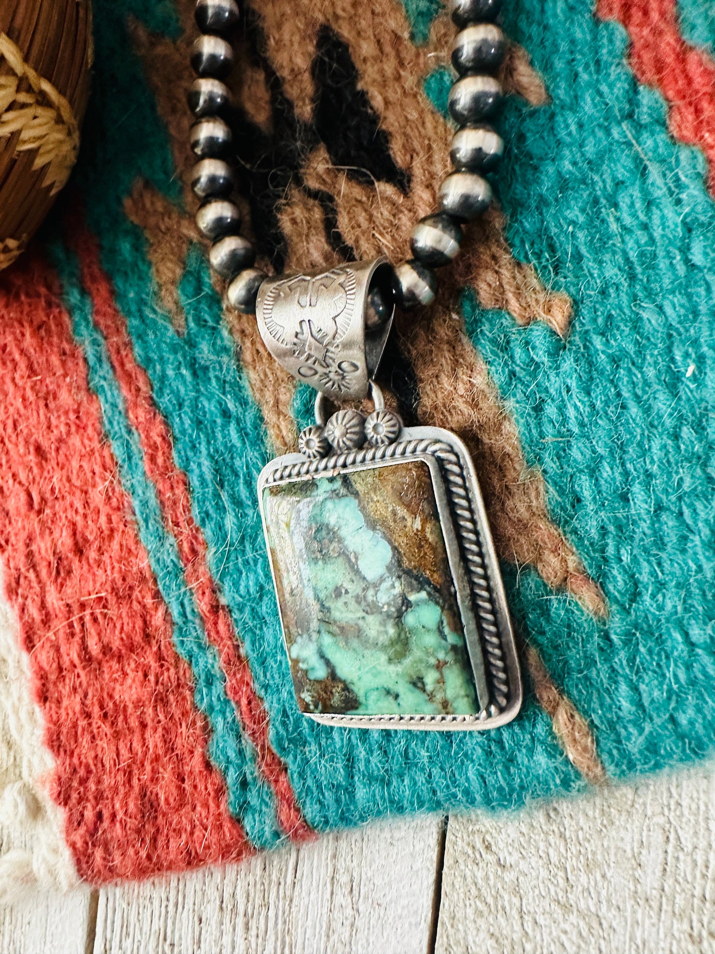 Navajo Variscite & Sterling Silver Pendant