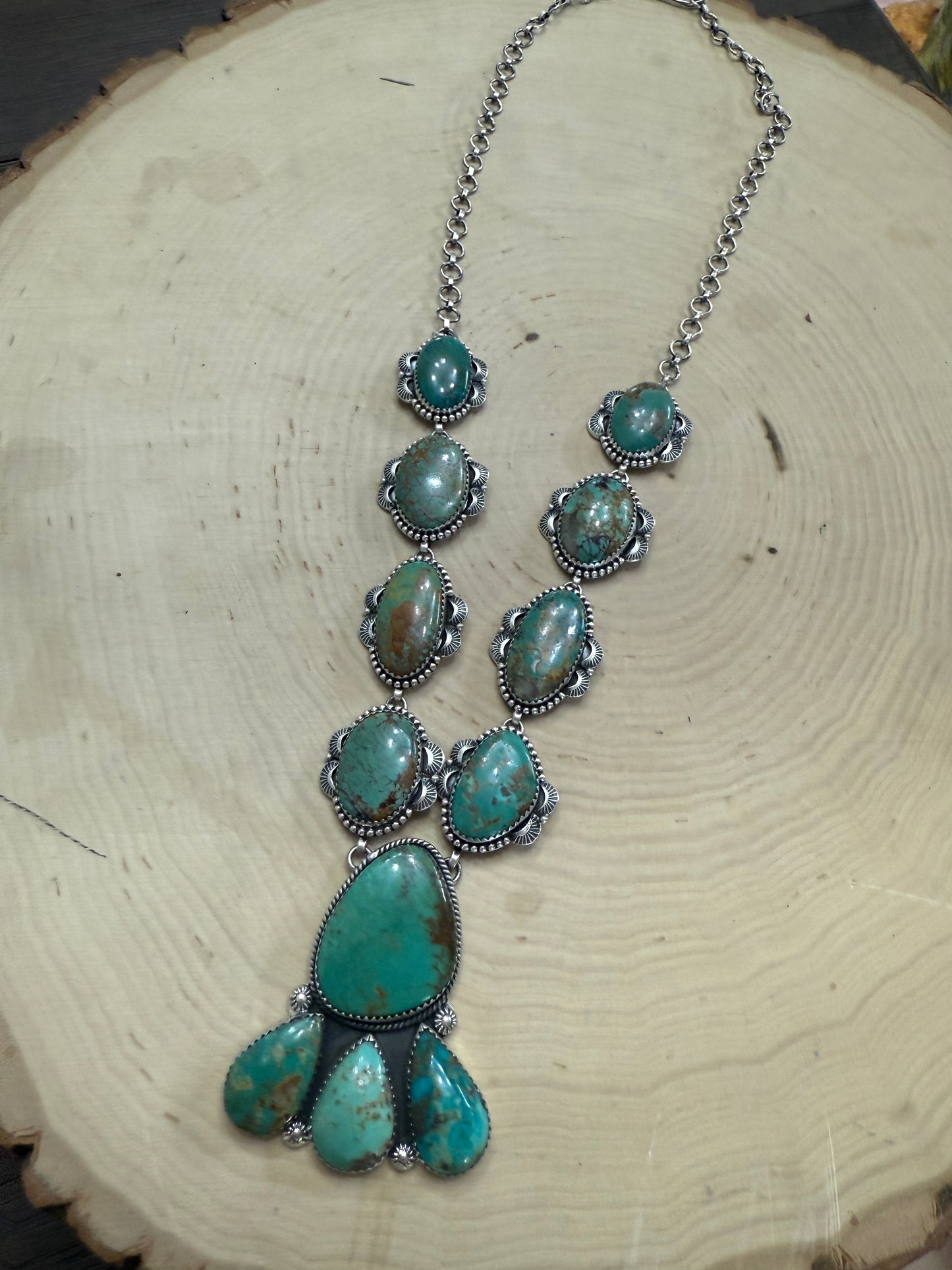 Handmade Sterling Silver & Royston Statement Necklace