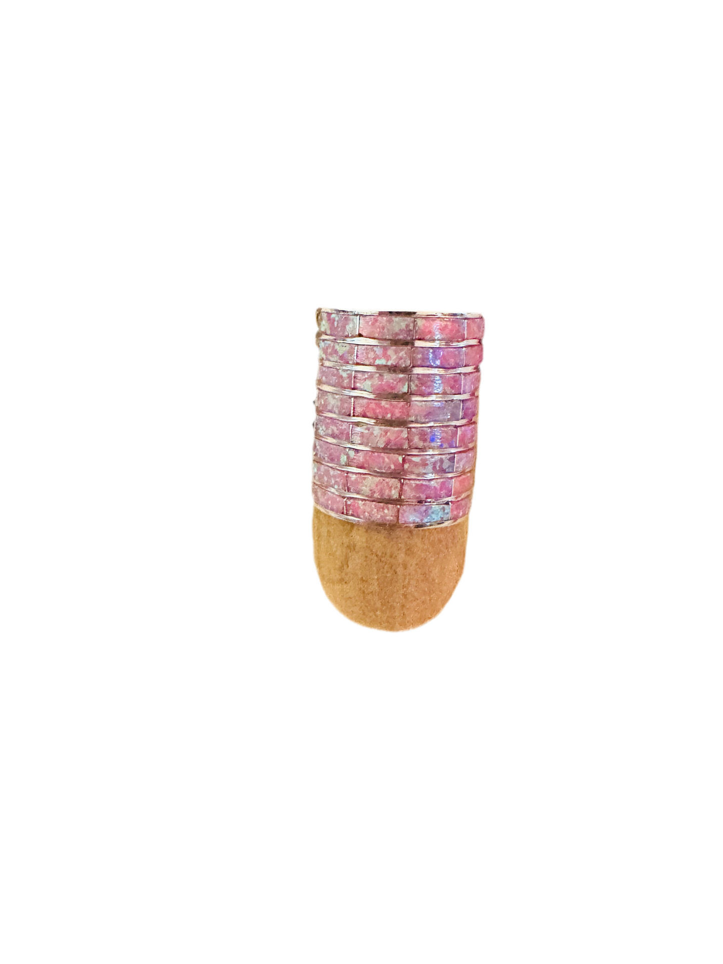 Zuni Sterling Silver & Pink Opal Inlay Band Ring