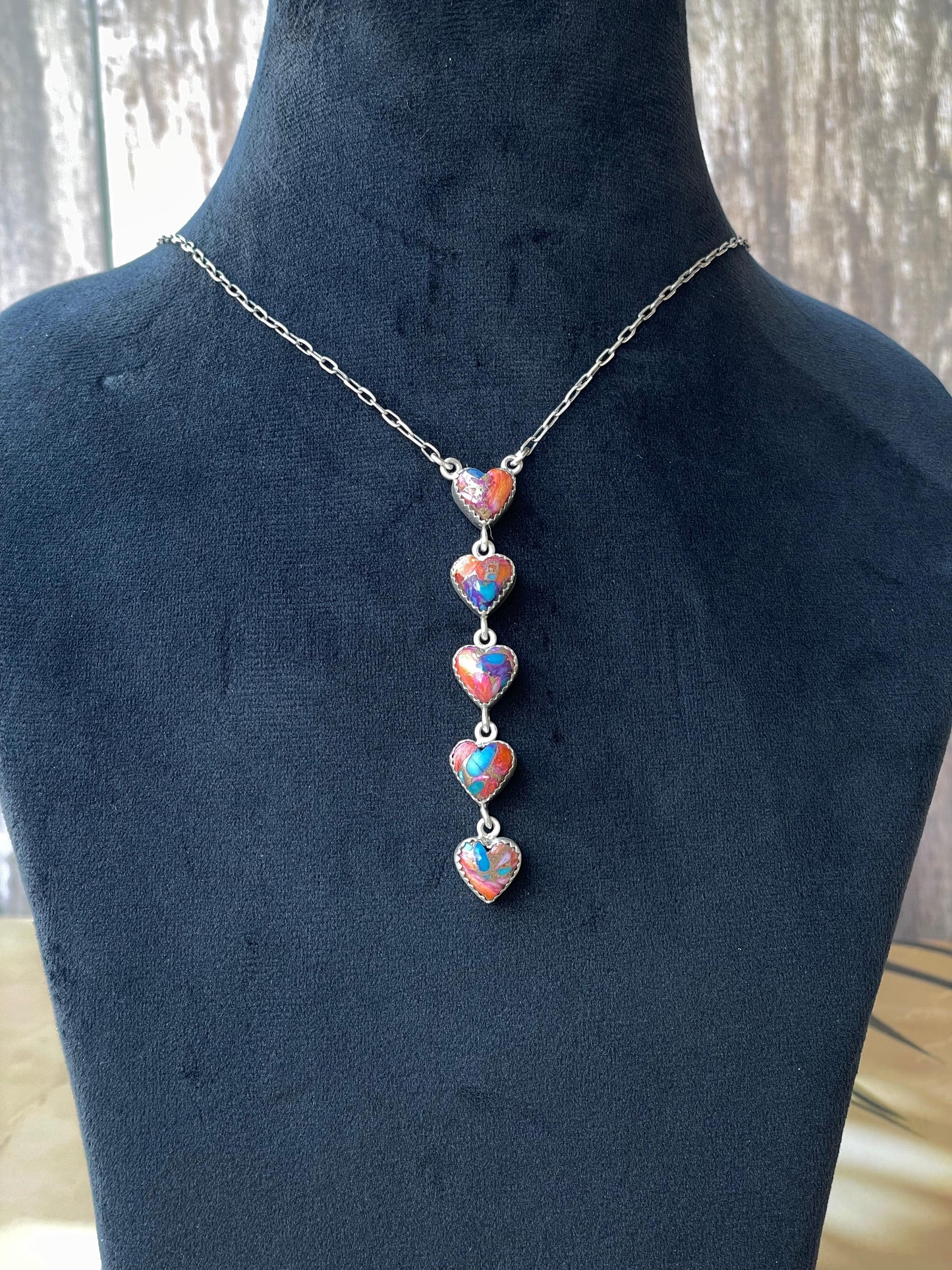 Handmade Sterling Silver & Pink Dream Mojave OR White Buffalo Drop Necklace