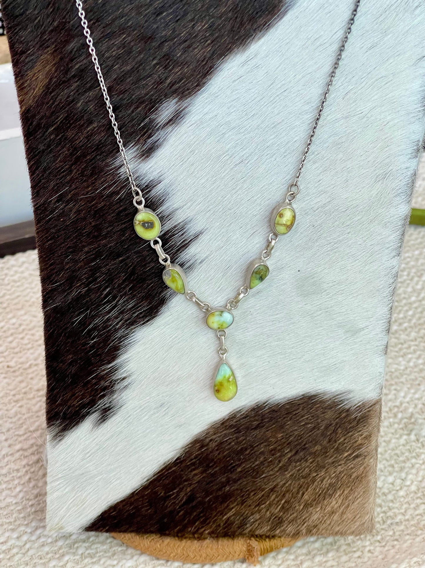 Handmade Sterling Silver & Palomino Turquoise Necklace Earring Set