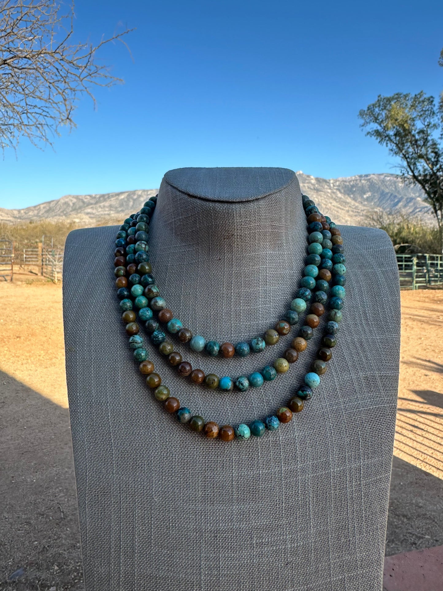 Navajo Tibetan Turquoise & Sterling Silver 8mm Beaded Necklace
